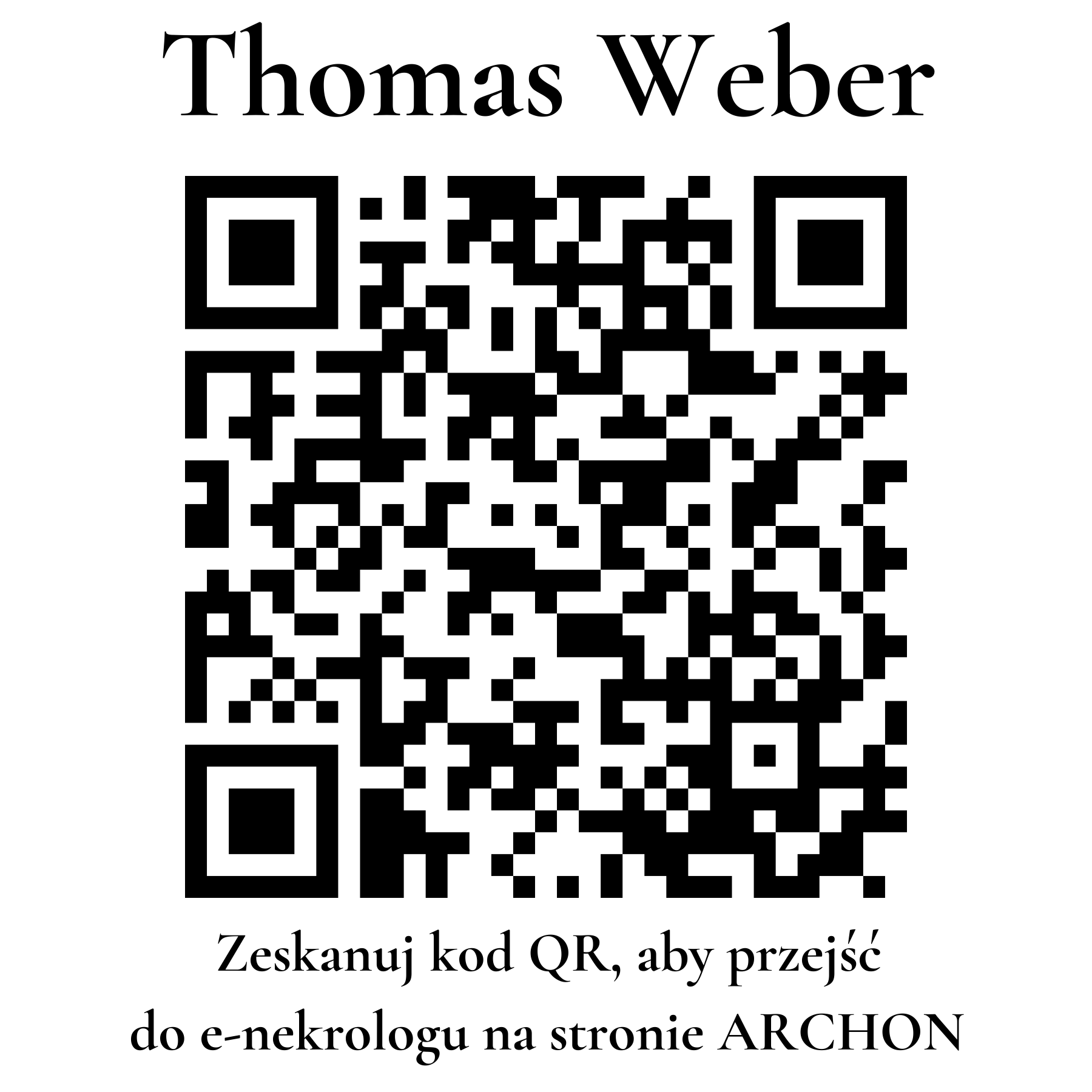 Kod QR do nekrologu Thomas Weber