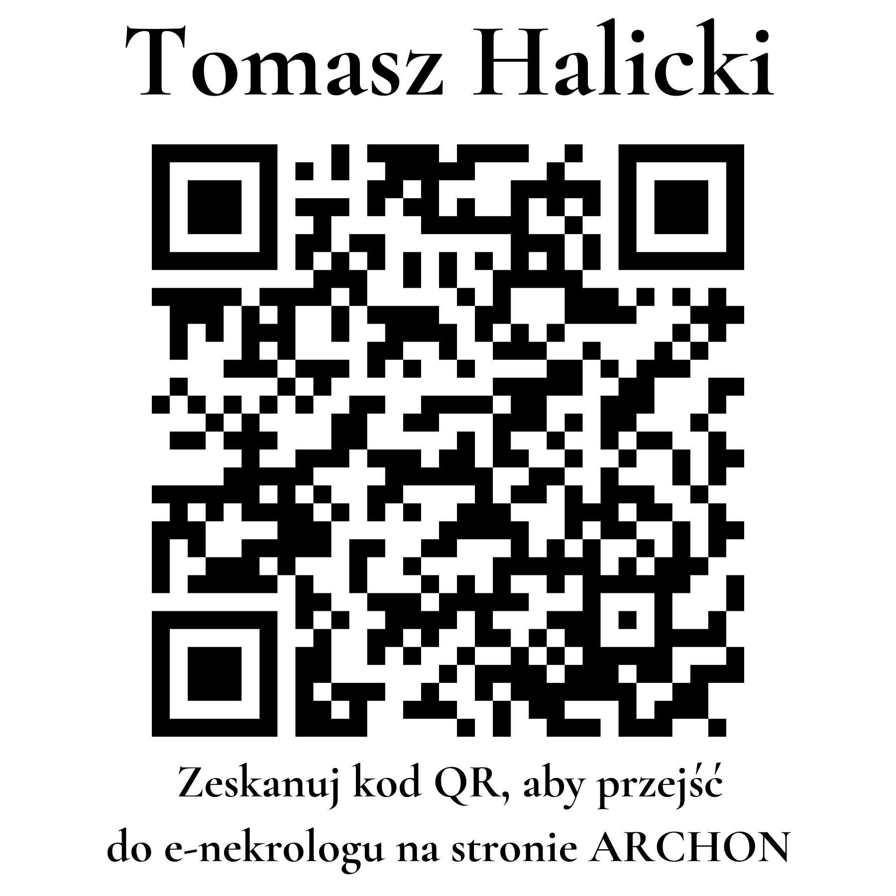 Kod QR do nekrologu Tomasz Halicki Kod QR do nekrologu Tomasz Halicki