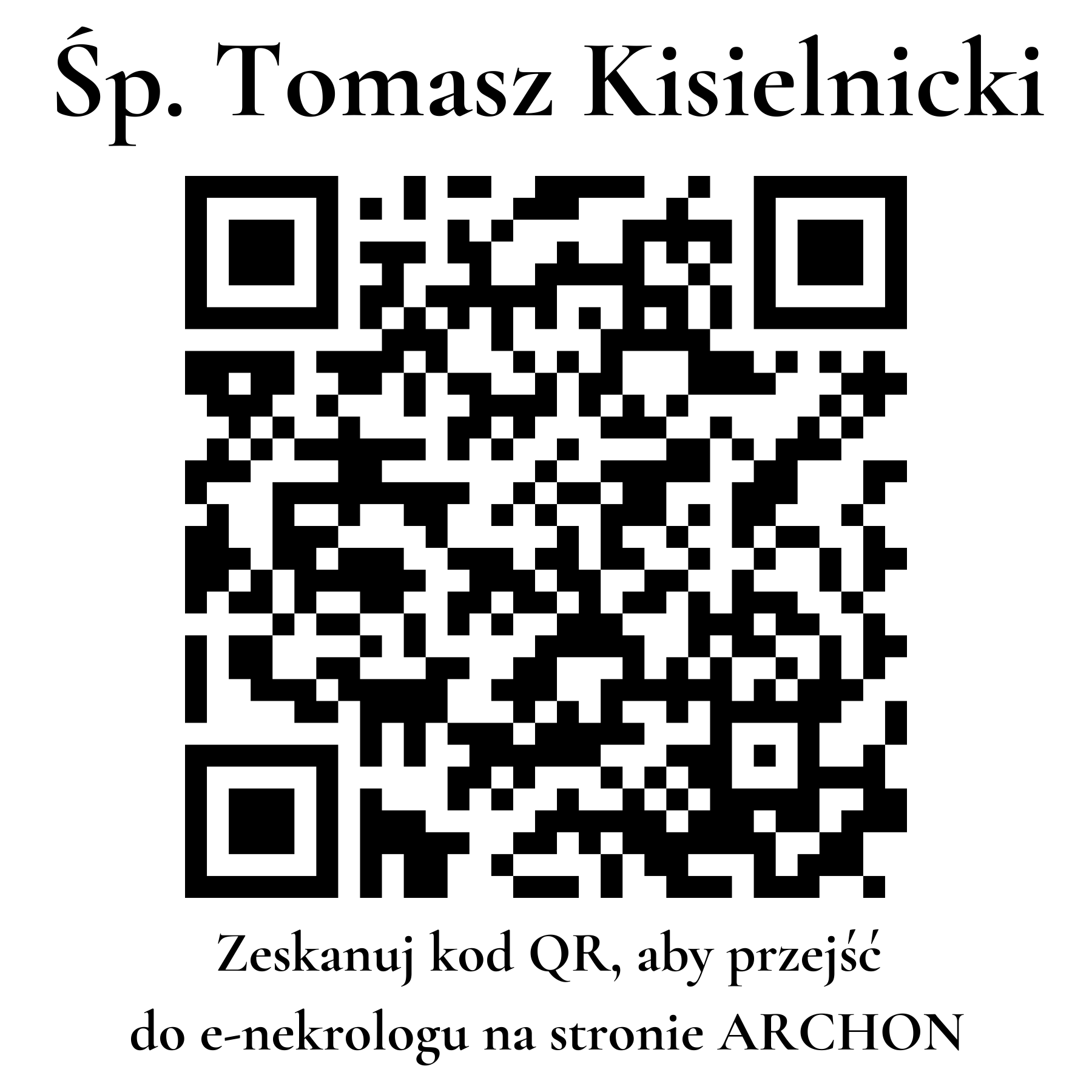 Kod QR do nekrologu Tomasz Kisielnicki