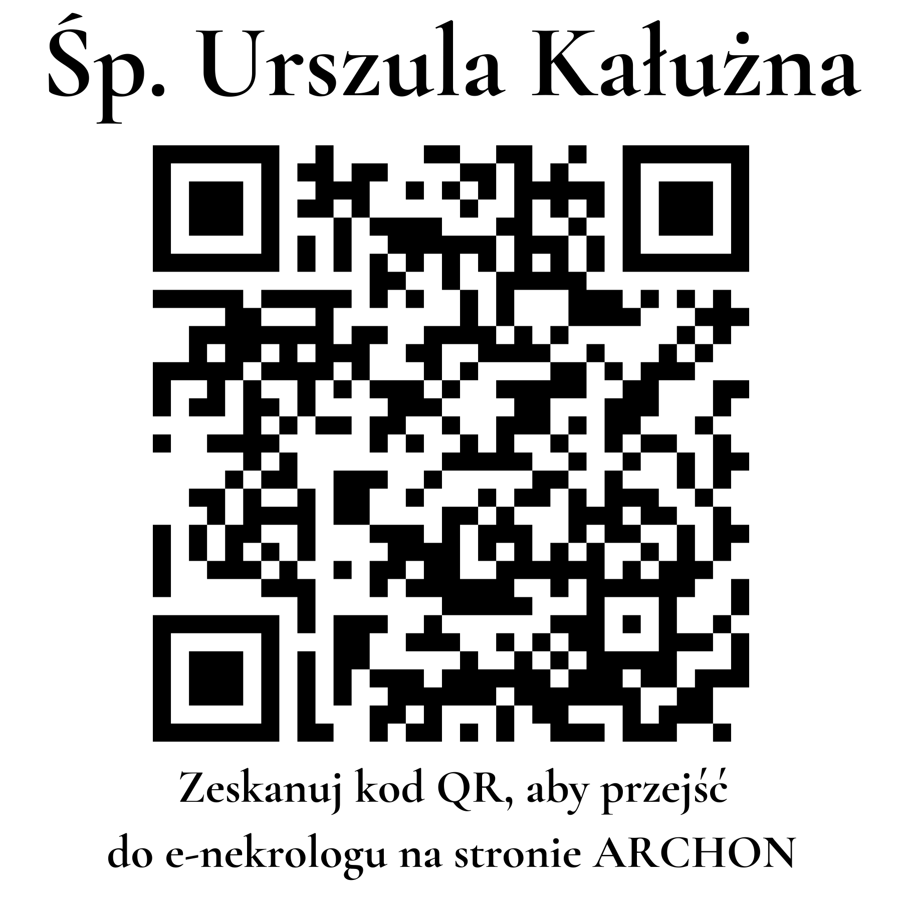 Kod QR do nekrologu Urszula Kałużna Kod QR do nekrologu Urszula Kałużna