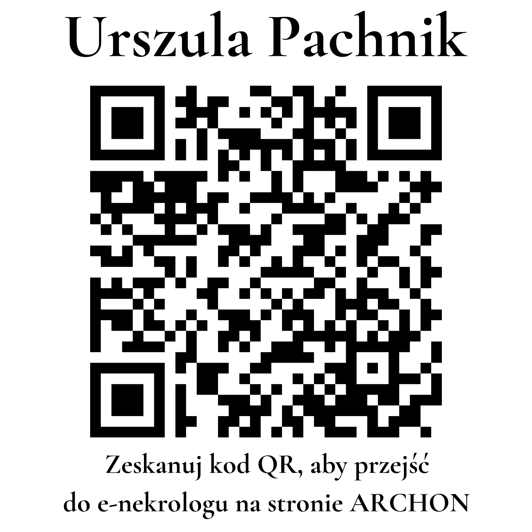 Kod QR do nekrologu Urszula Pachnik Kod QR do nekrologu Urszula Pachnik