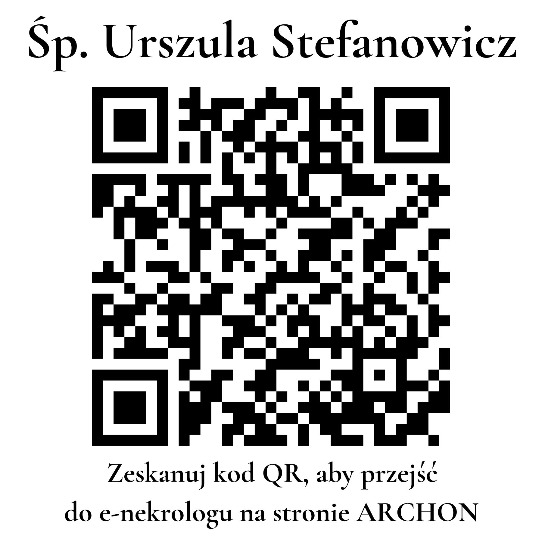 Kod QR do nekrologu Urszula Stefanowicz Kod QR do nekrologu Urszula Stefanowicz