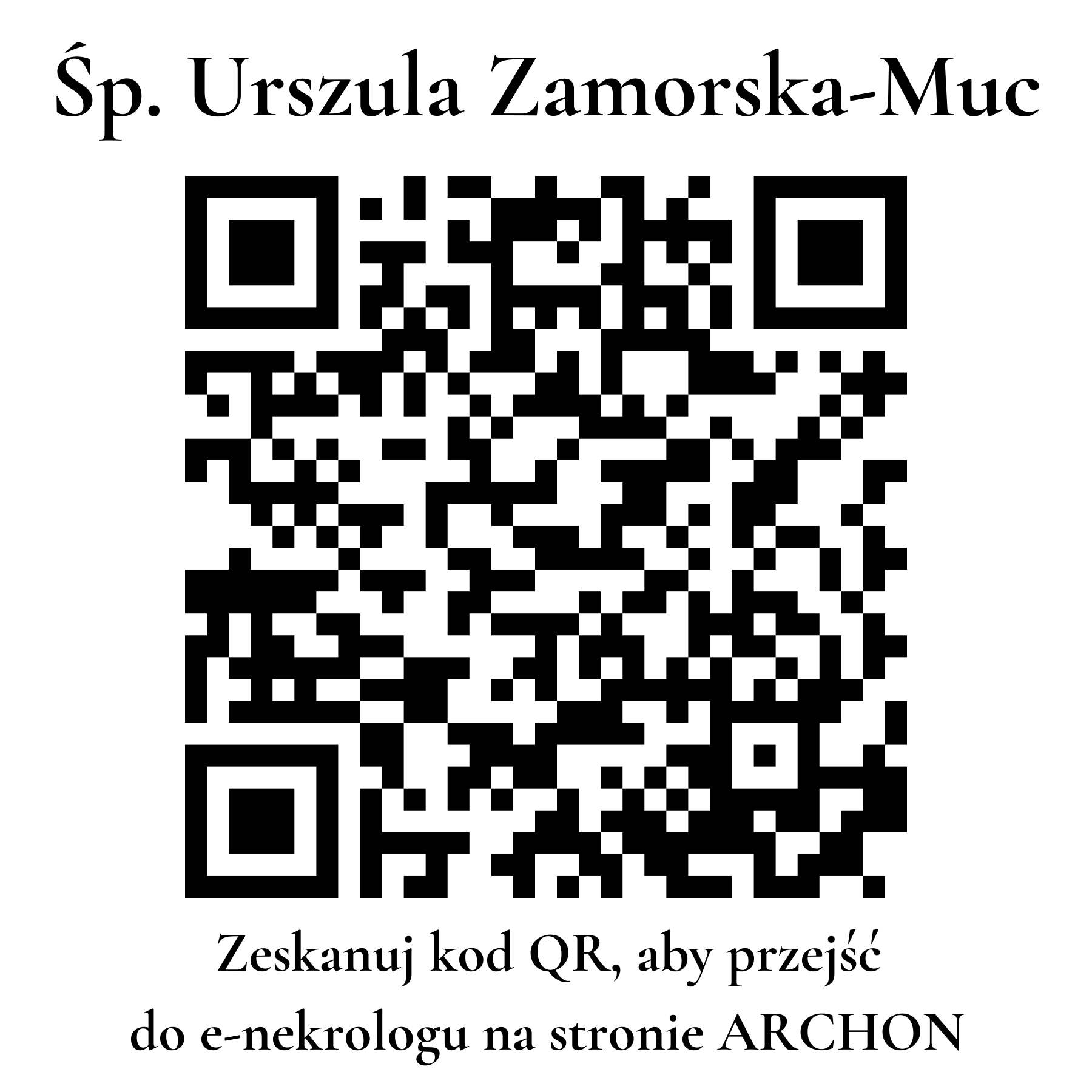 Kod QR do nekrologu Urszula Zamorska-Muc