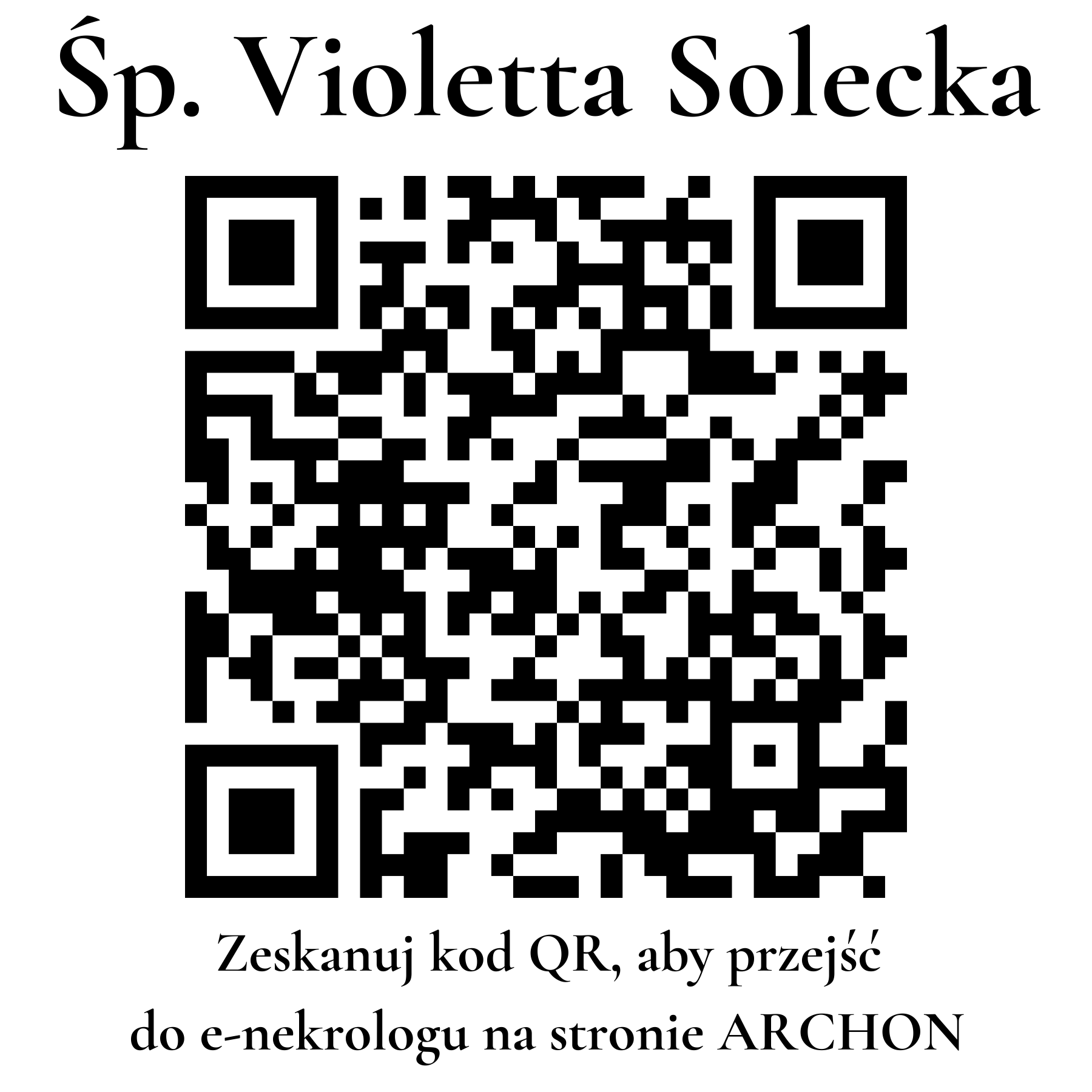 Kod QR do nekrologu Violetta Solecka Kod QR do nekrologu Violetta Solecka