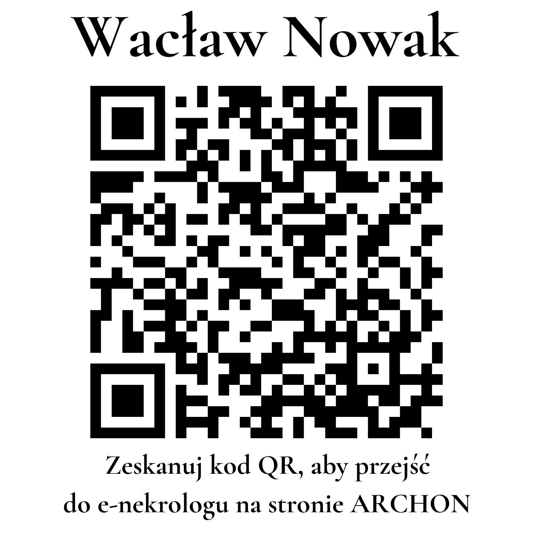 Kod QR do nekrologu Wacław Nowak Kod QR do nekrologu Wacław Nowak