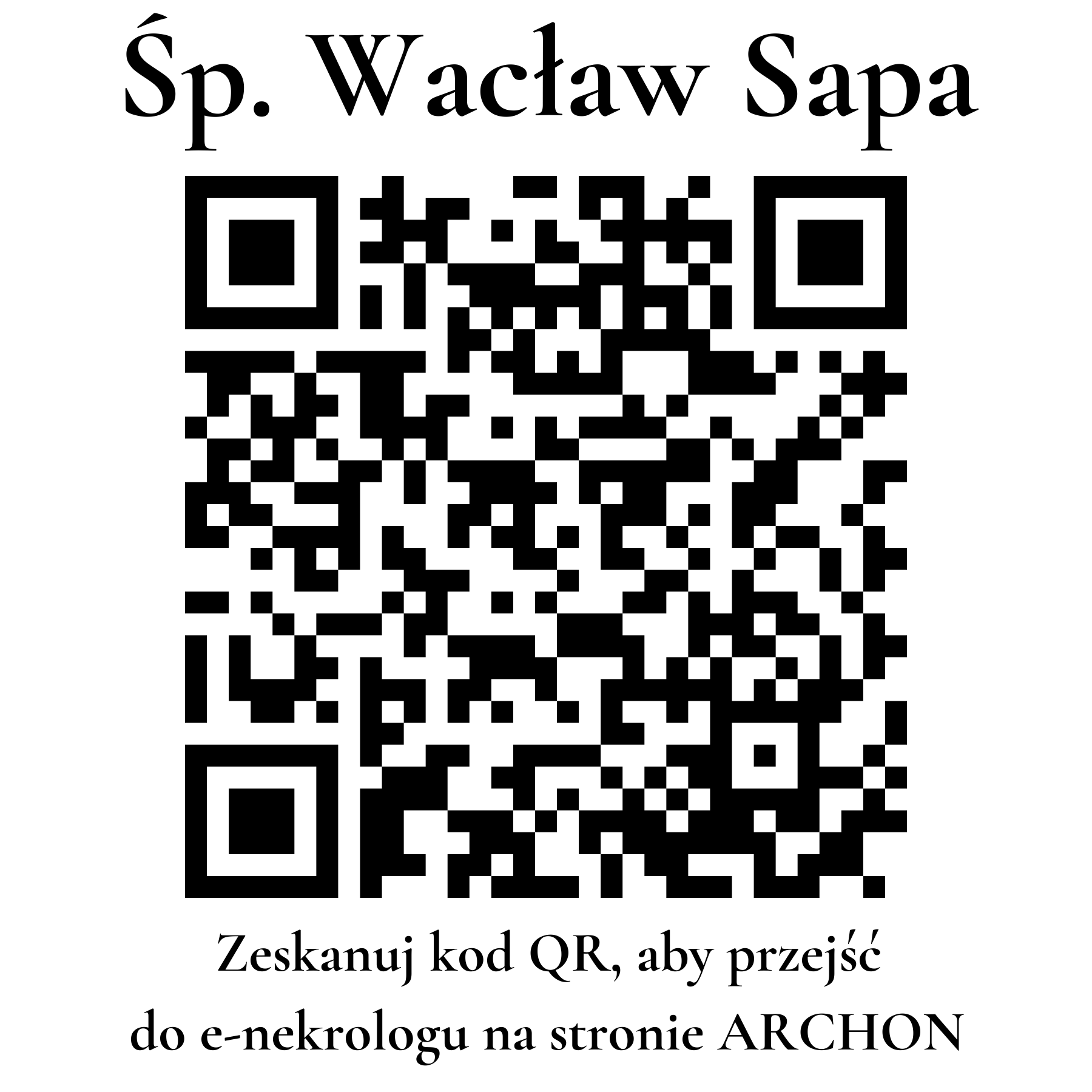 Kod QR do nekrologu Wacław Sapa