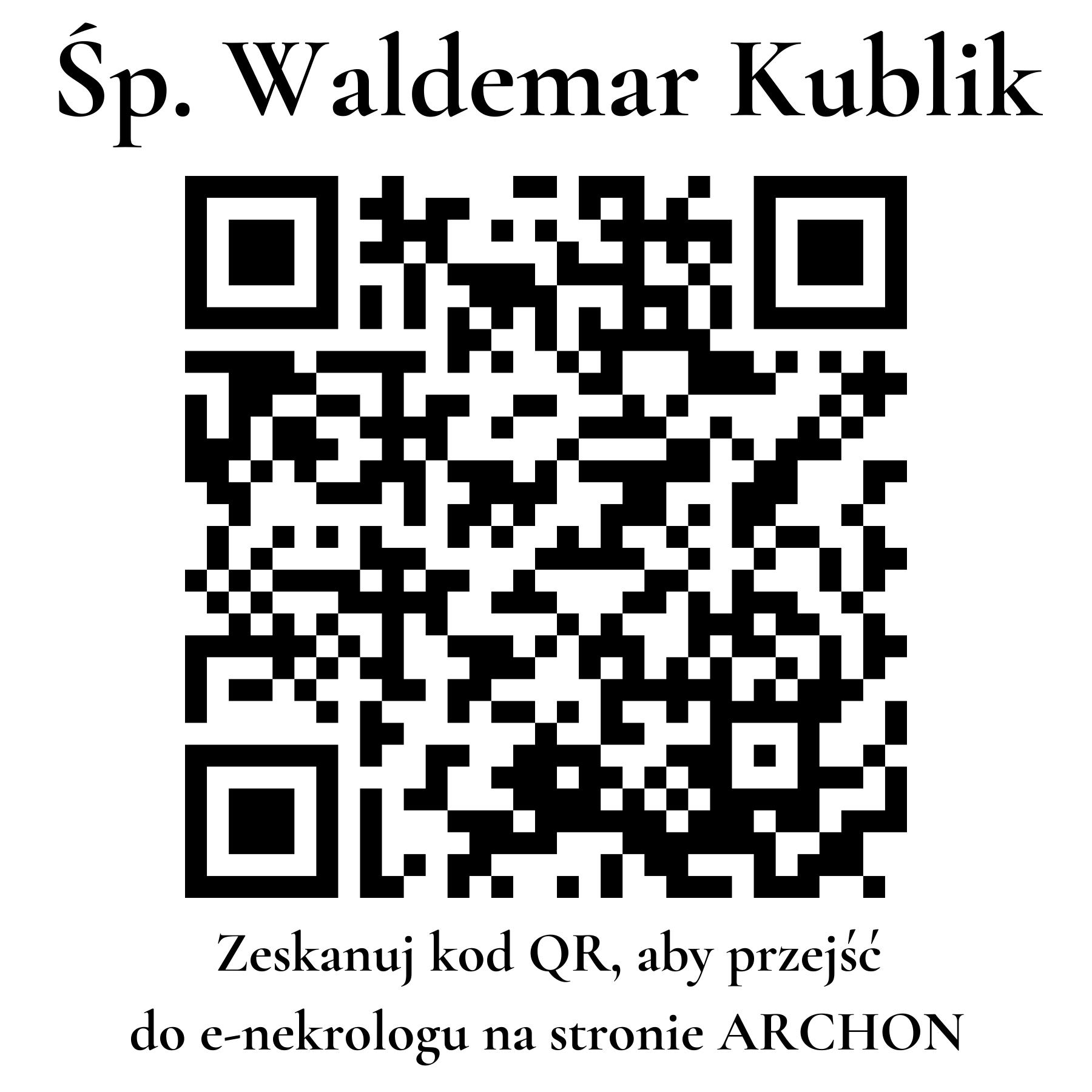 Kod QR do nekrologu Waldemar Kublik