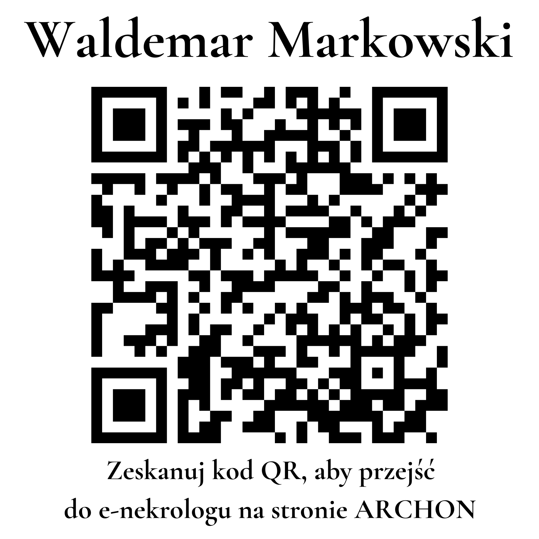 Kod QR do nekrologu Waldemar Markowski Kod QR do nekrologu Waldemar Markowski