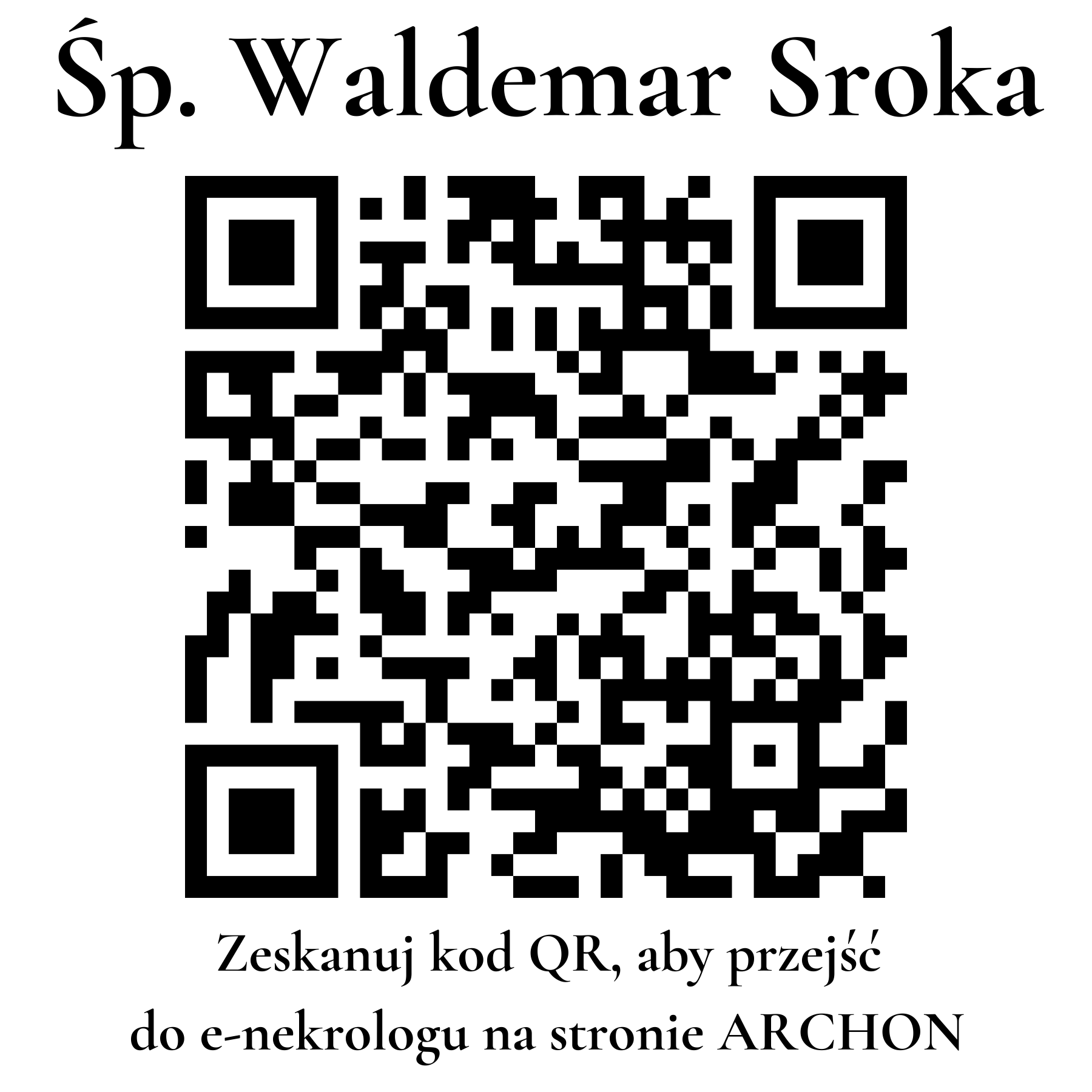 Kod QR do nekrologu Waldemar Sroka Kod QR do nekrologu Waldemar Sroka