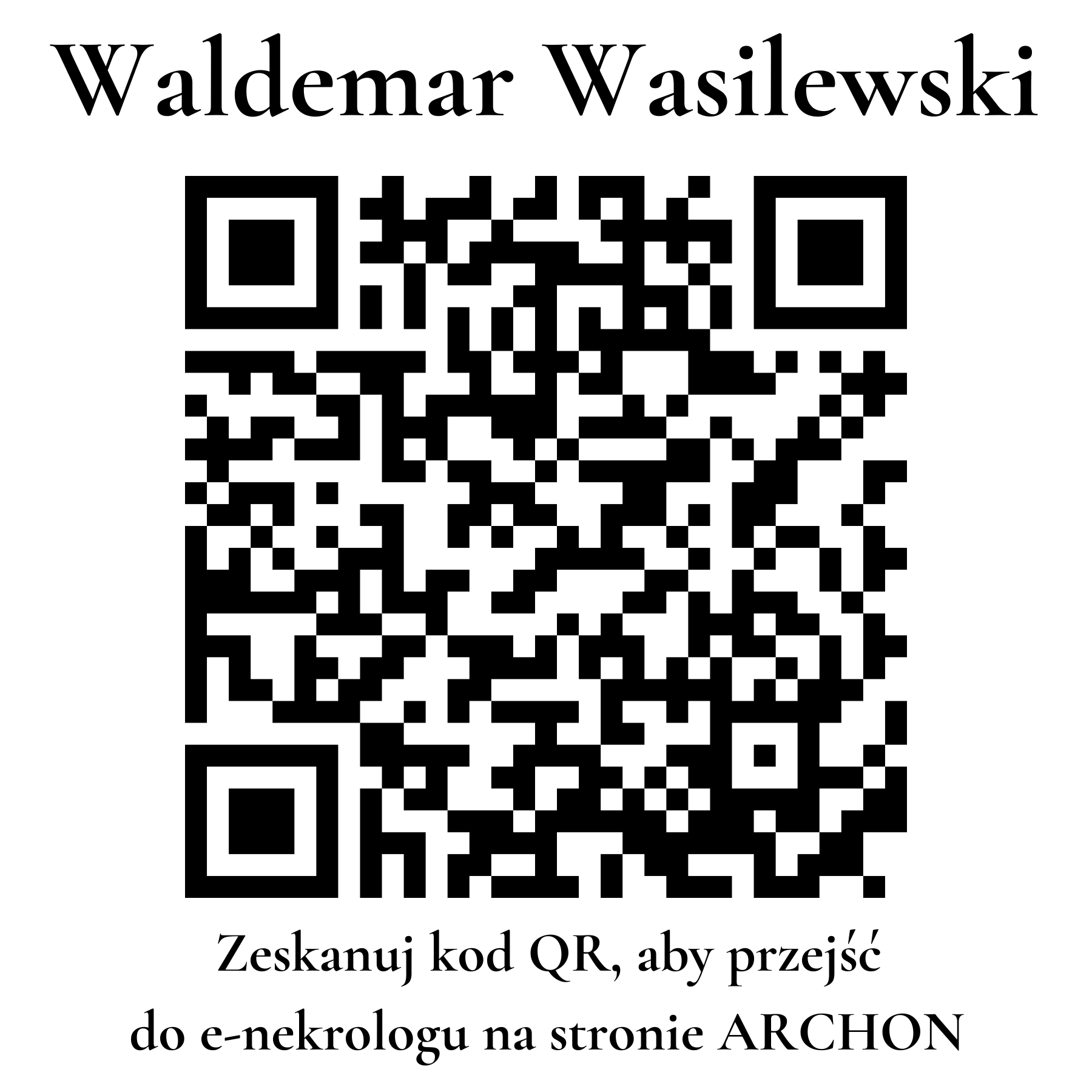 Kod QR do nekrologu Waldemar Wasilewski Kod QR do nekrologu Waldemar Wasilewski