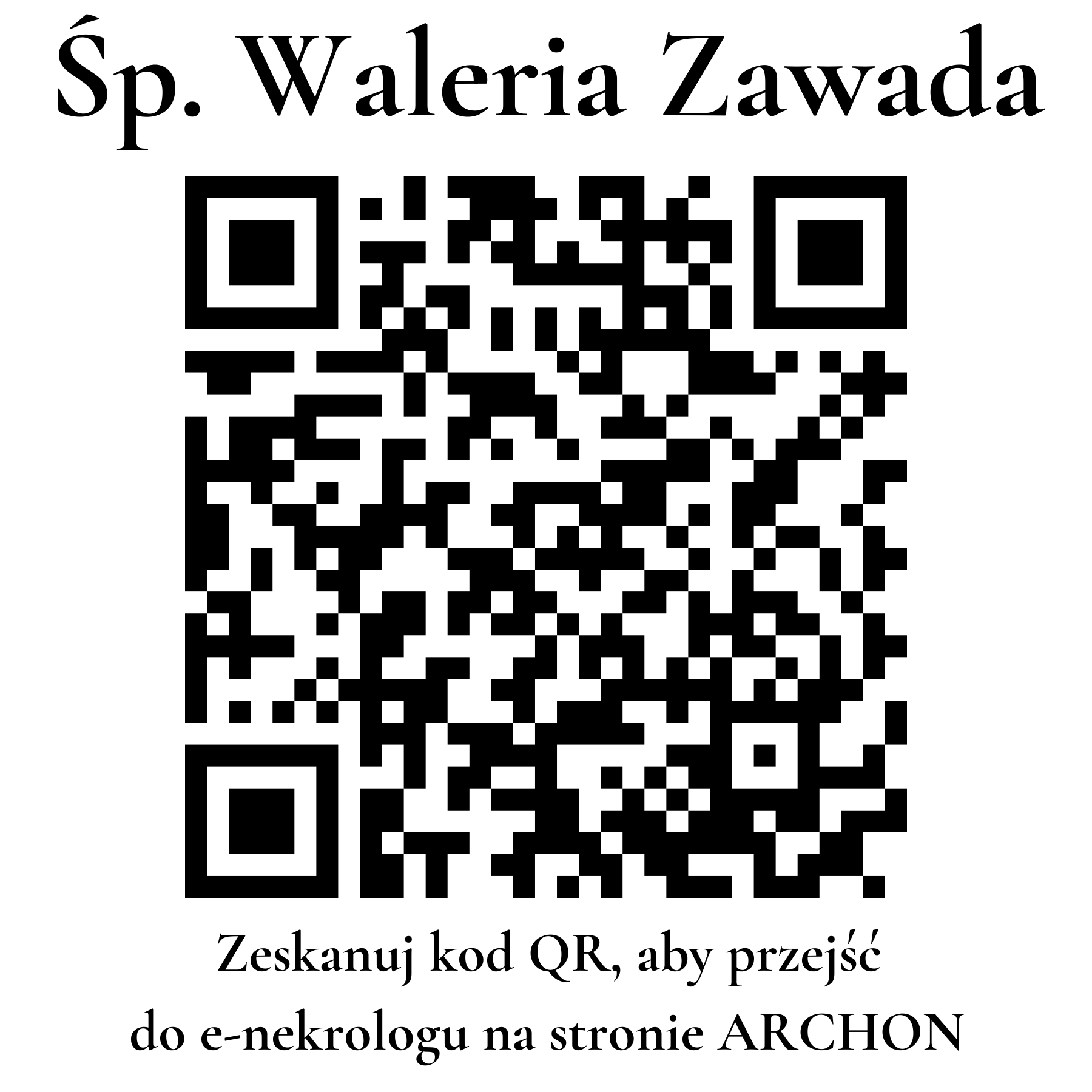 Kod QR do nekrologu Waleria Zawada