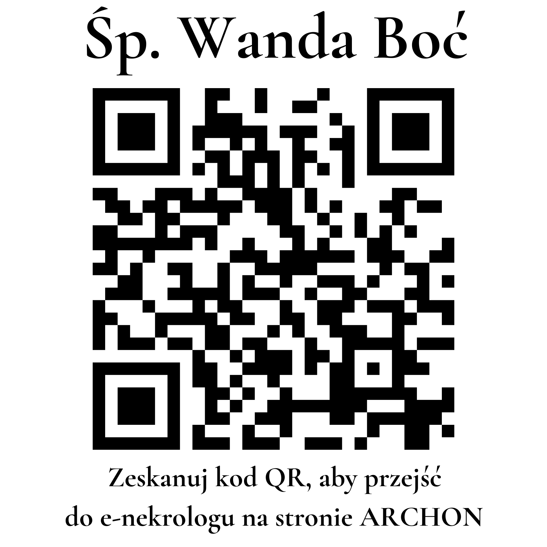 Kod QR do nekrologu Wanda Boć