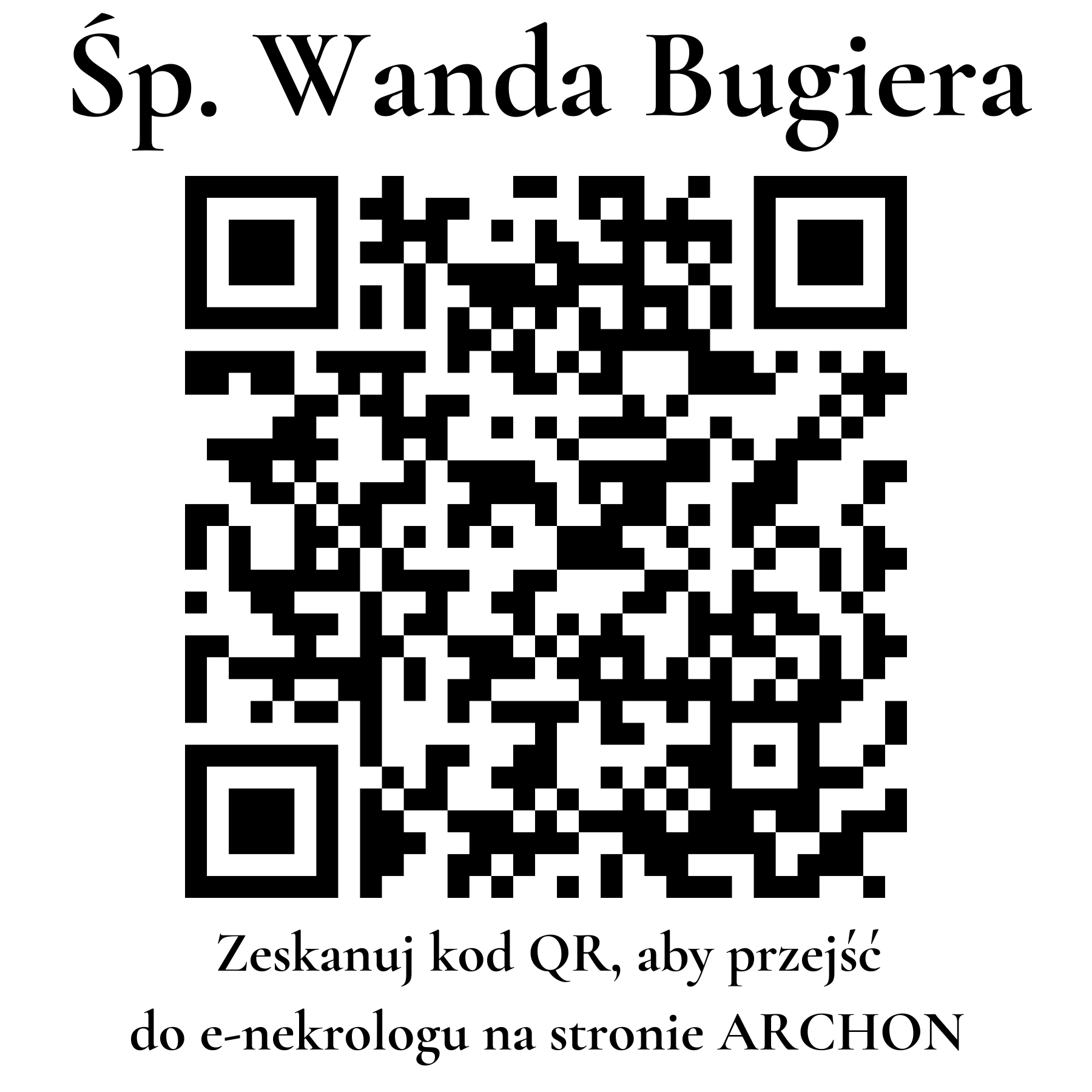Kod QR do nekrologu Wanda Bugiera