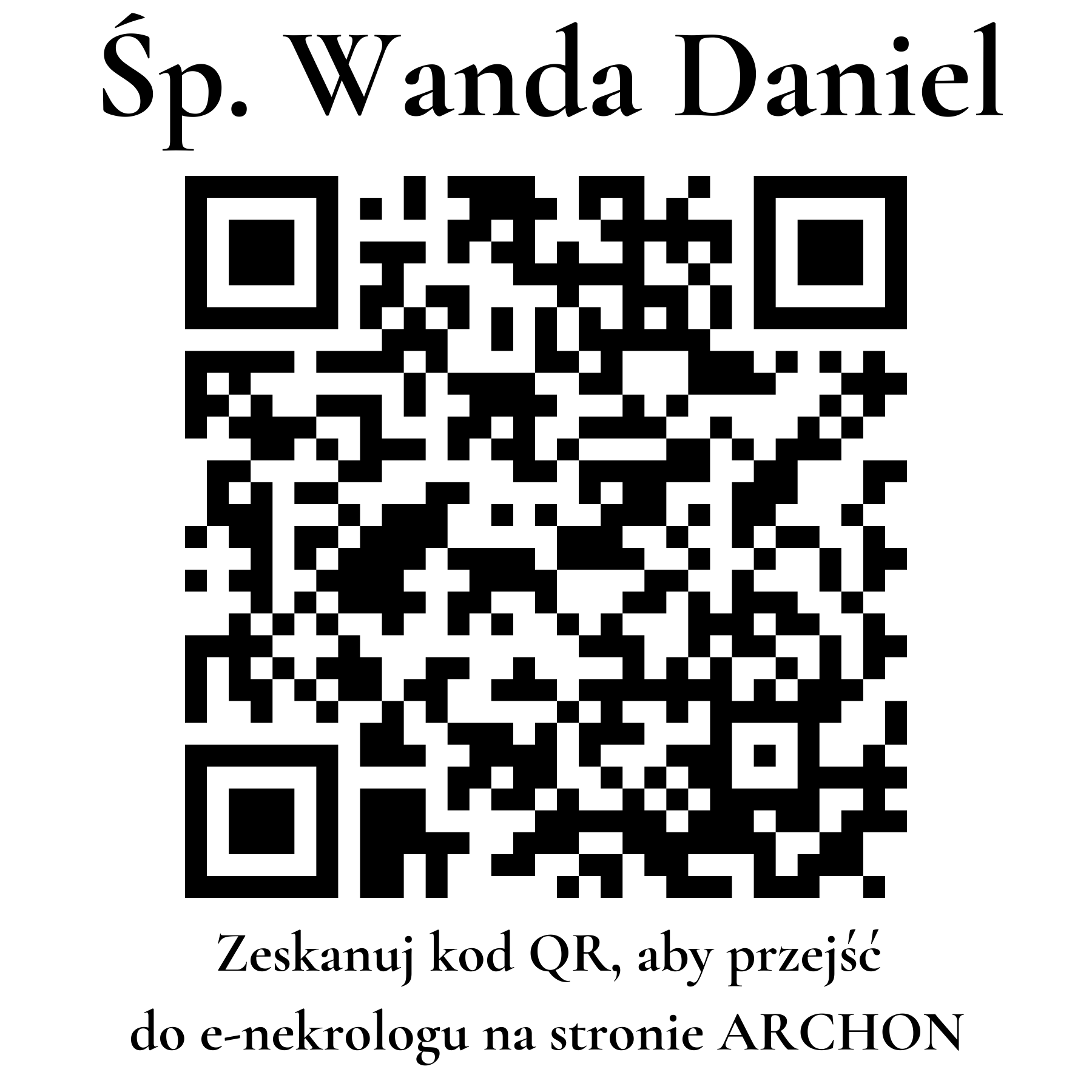 Kod QR do nekrologu Wanda Daniel Kod QR do nekrologu Wanda Daniel