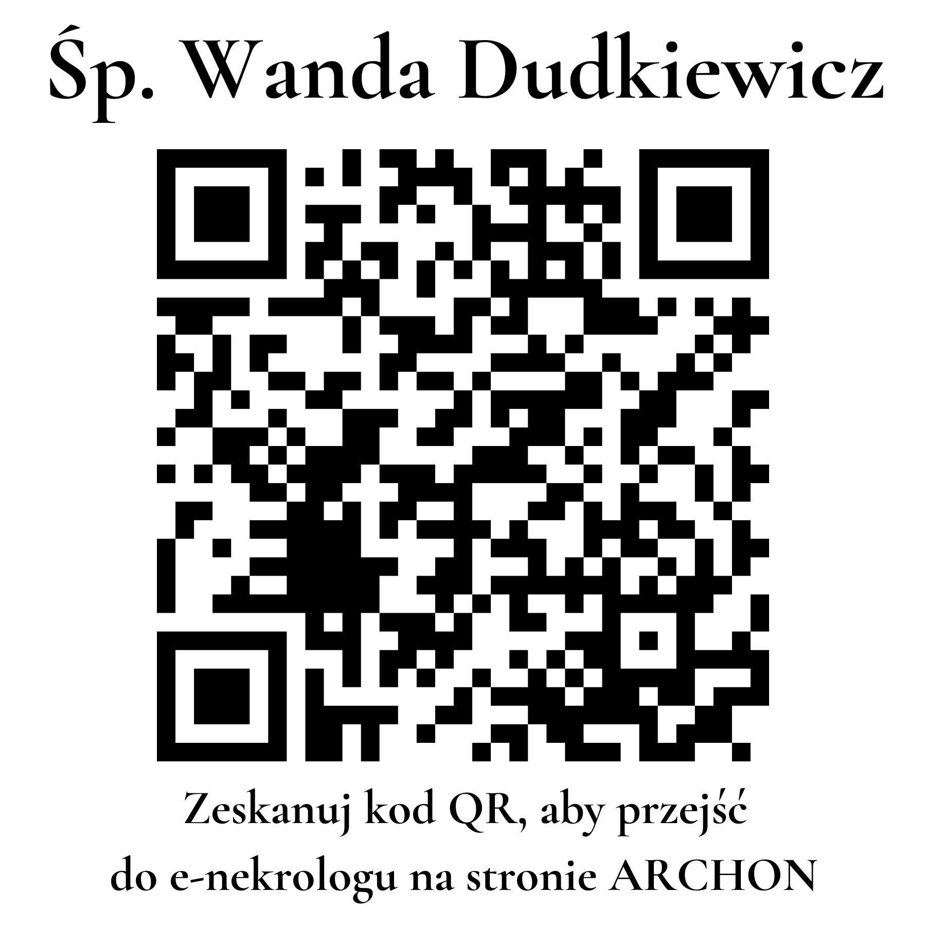 Kod QR do nekrologu Wanda Dudkiewicz Kod QR do nekrologu Wanda Dudkiewicz
