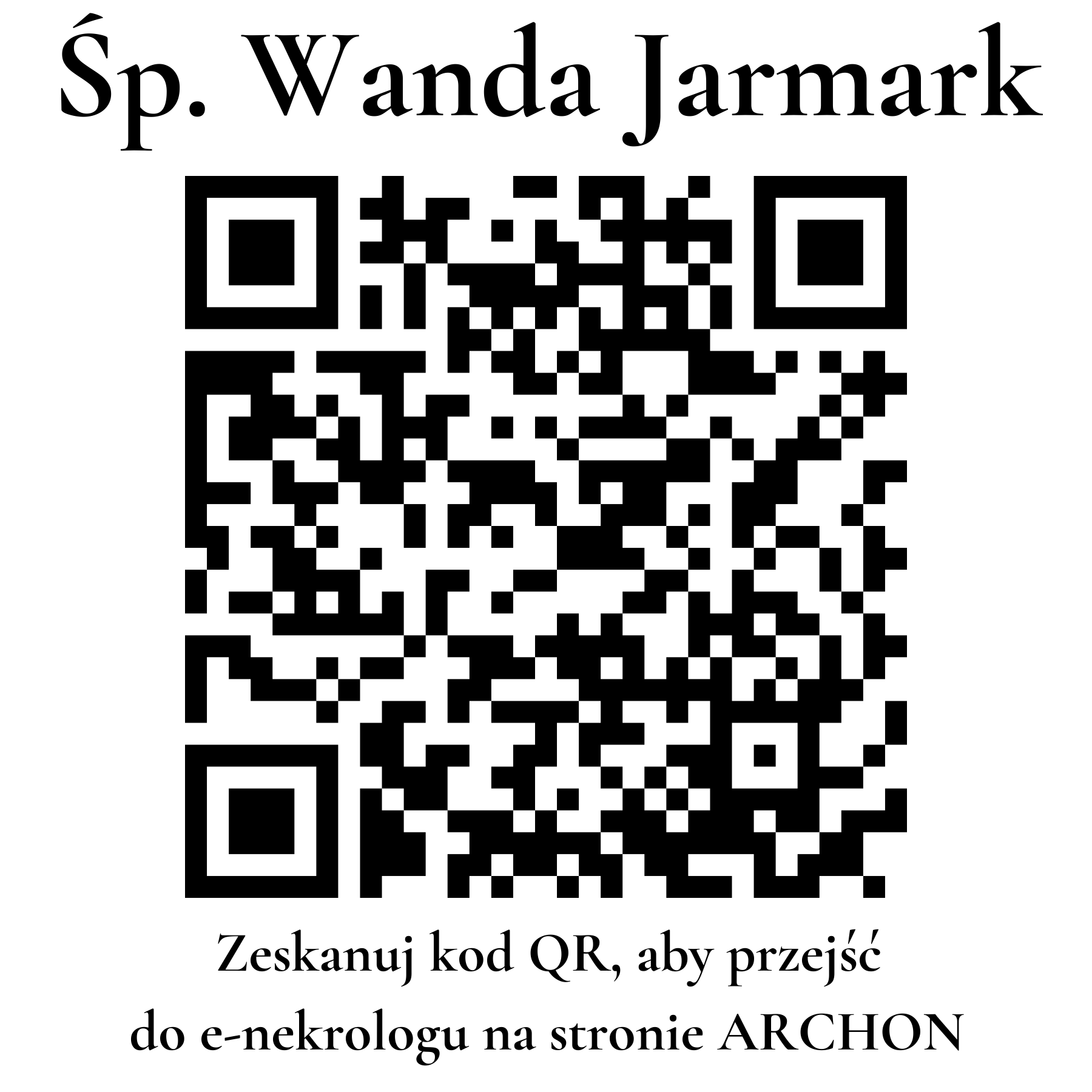 Kod QR do nekrologu Wanda Jarmark