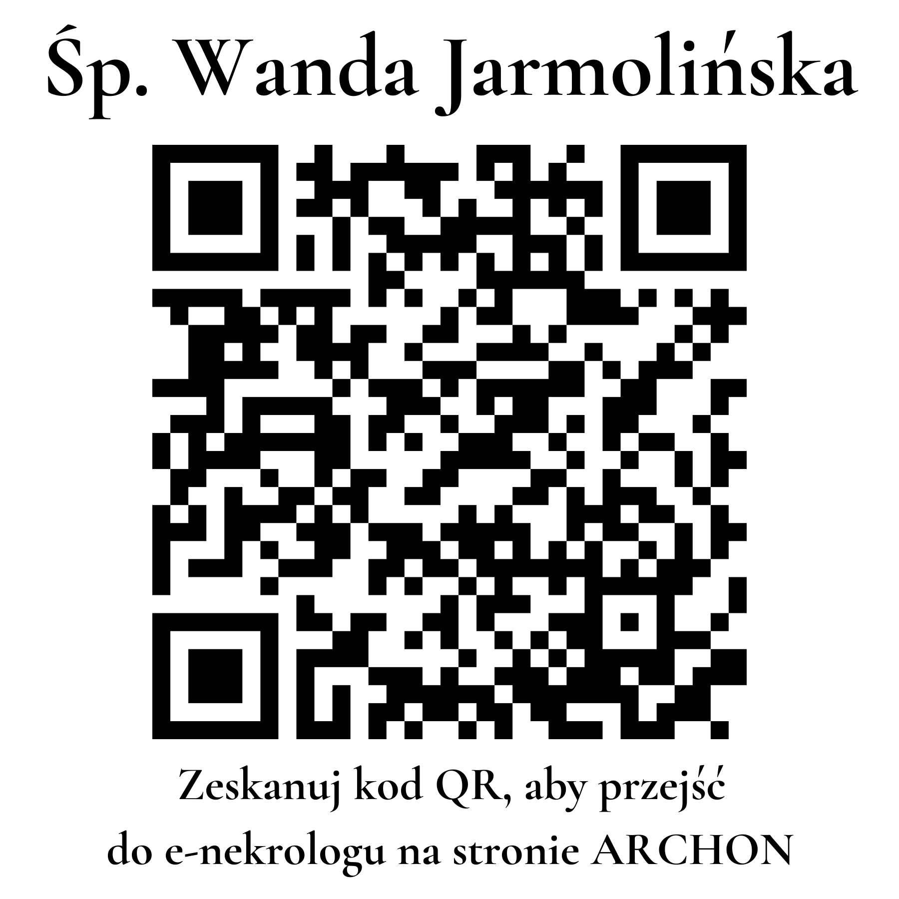 Kod QR do nekrologu Wanda Jarmolińska