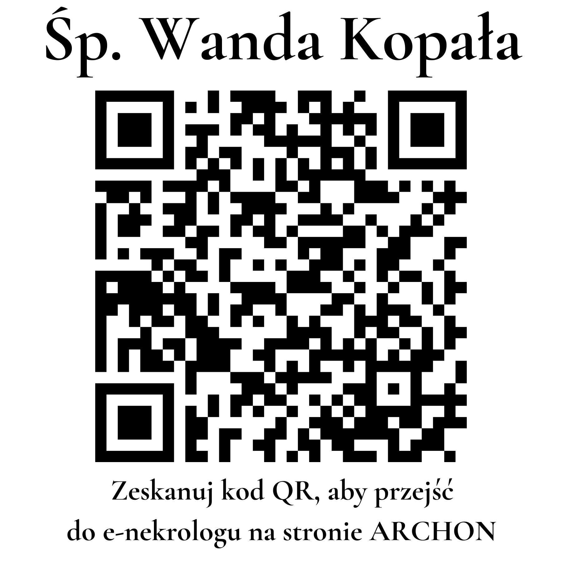 Kod QR do nekrologu Wanda Kopała