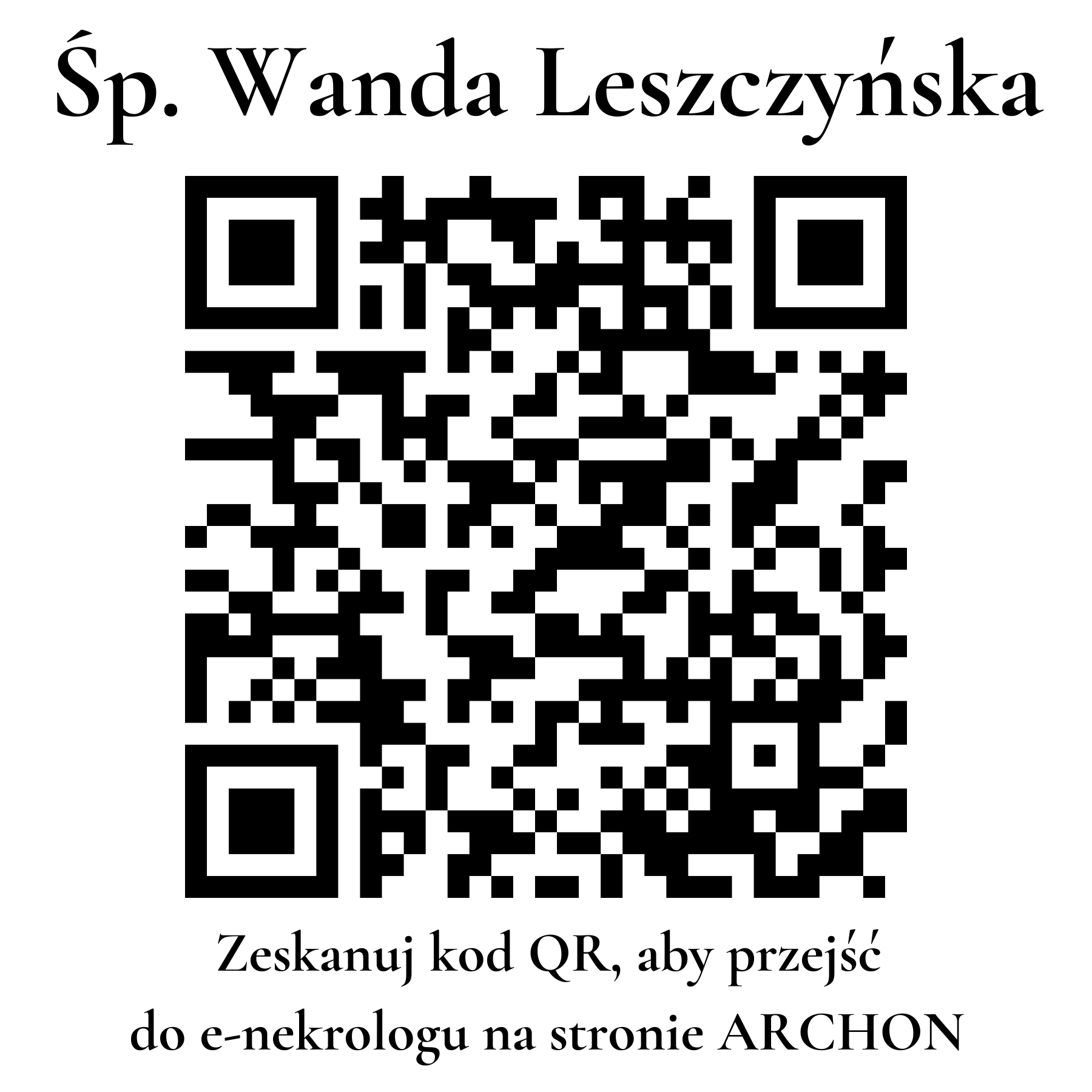 Kod QR do nekrologu Wanda Leszczyńska Kod QR do nekrologu Wanda Leszczyńska