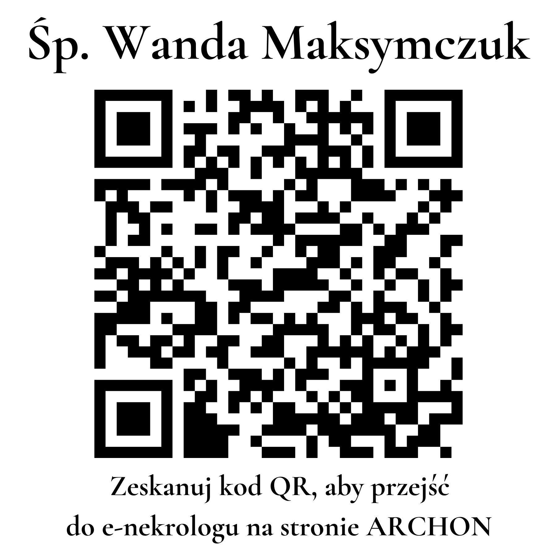 Kod QR do nekrologu Wanda Maksymczuk