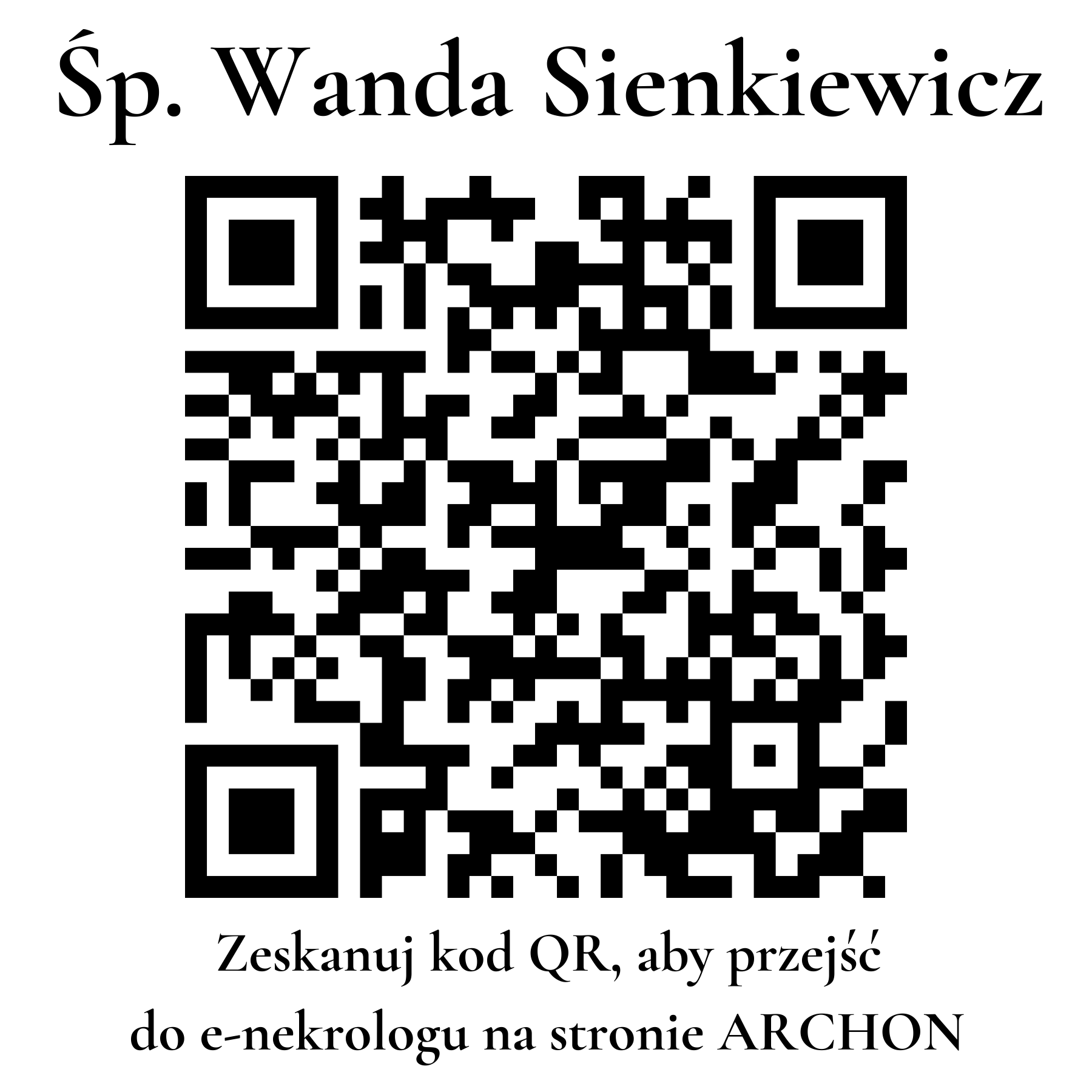 Kod QR do nekrologu Wanda Sienkiewicz Kod QR do nekrologu Wanda Sienkiewicz