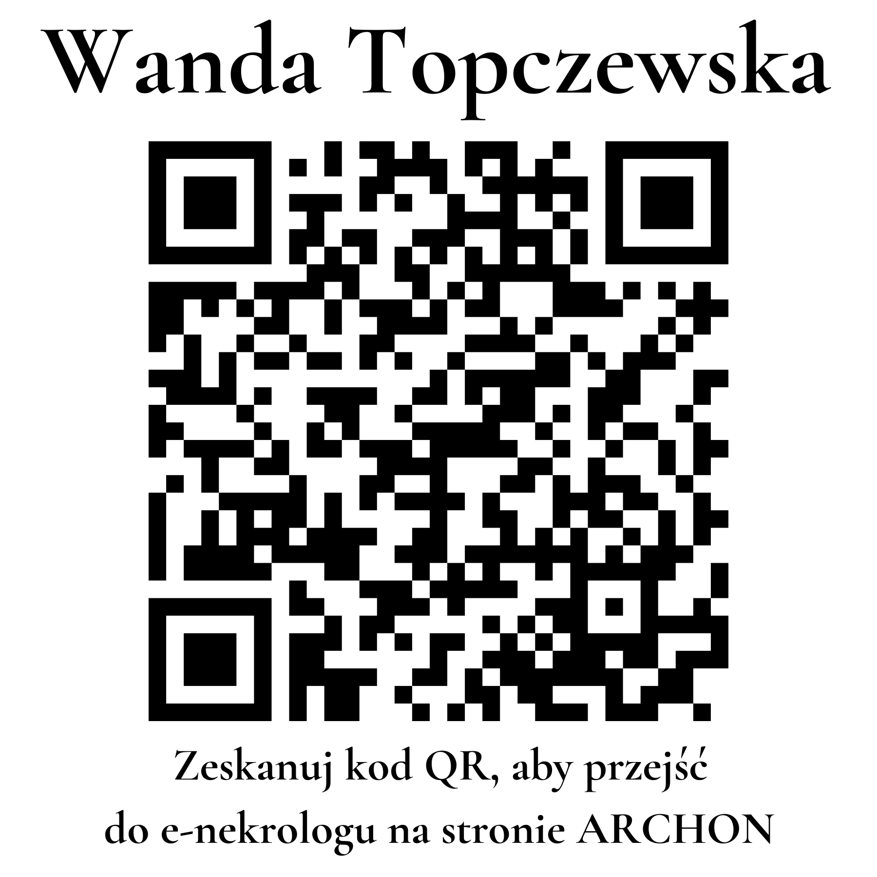 Kod QR do nekrologu Wanda Topczewska Kod QR do nekrologu Wanda Topczewska