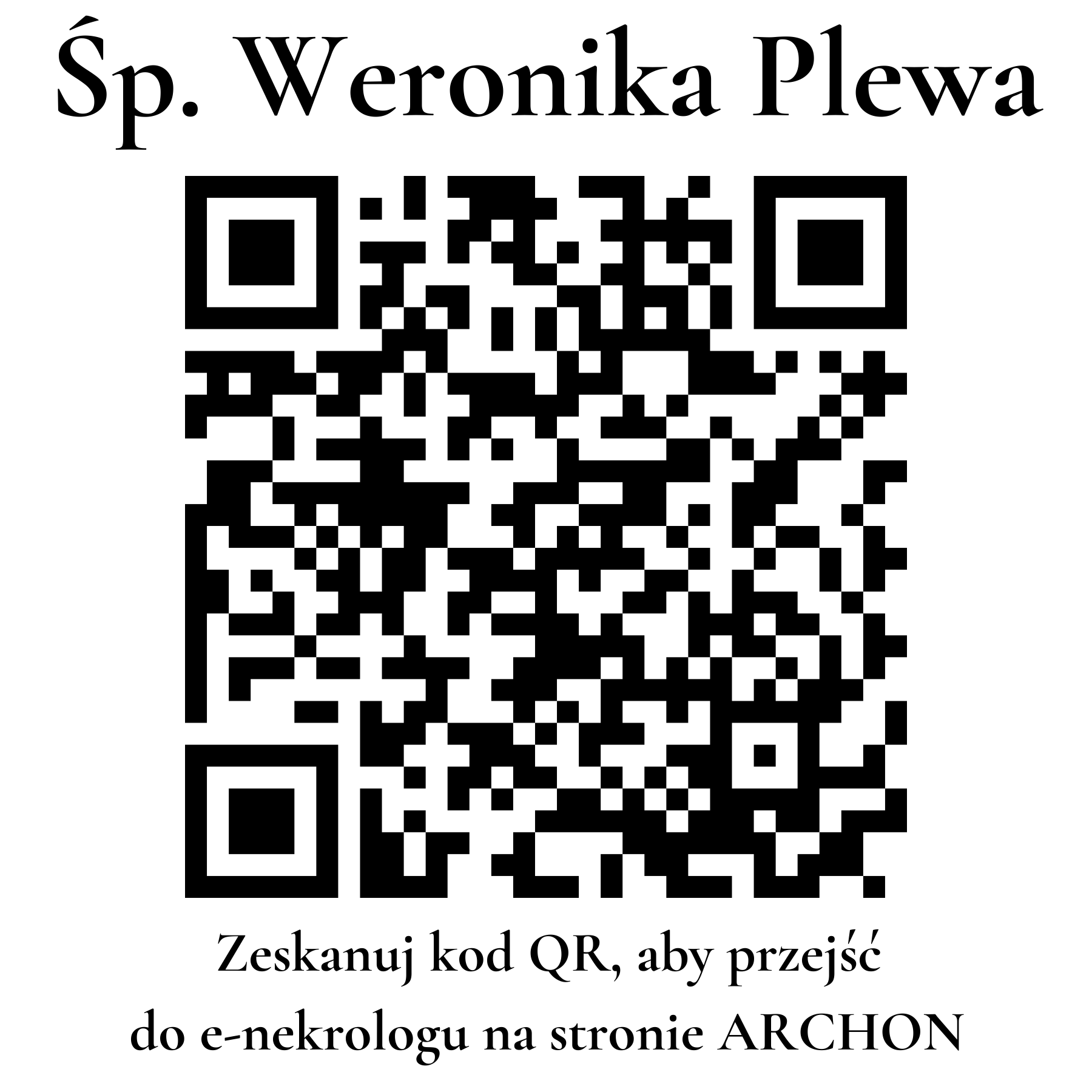 Kod QR do nekrologu Weronika Plewa