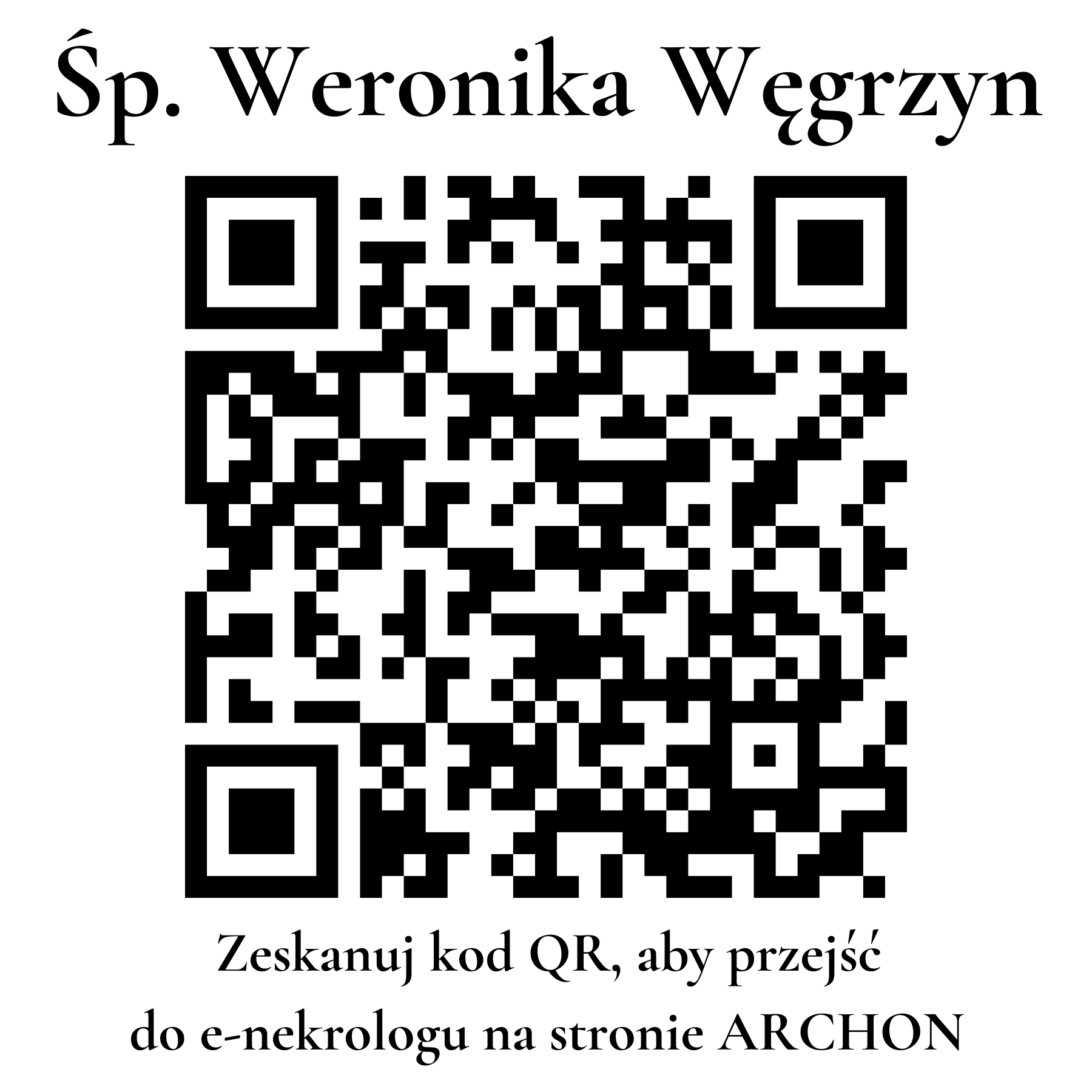 Kod QR do nekrologu Weronika Węgrzyn