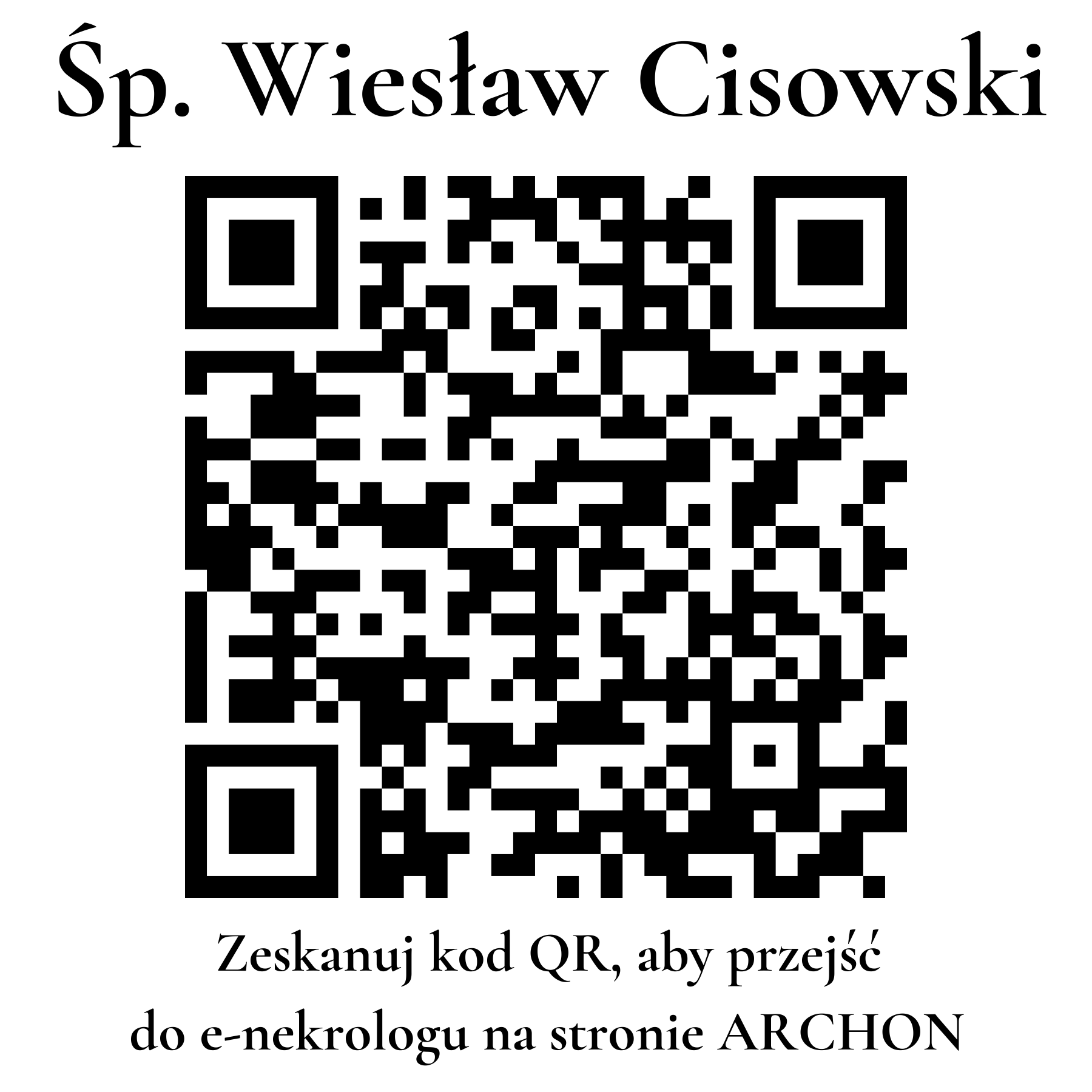 Kod QR do nekrologu Wiesław Cisowski Kod QR do nekrologu Wiesław Cisowski