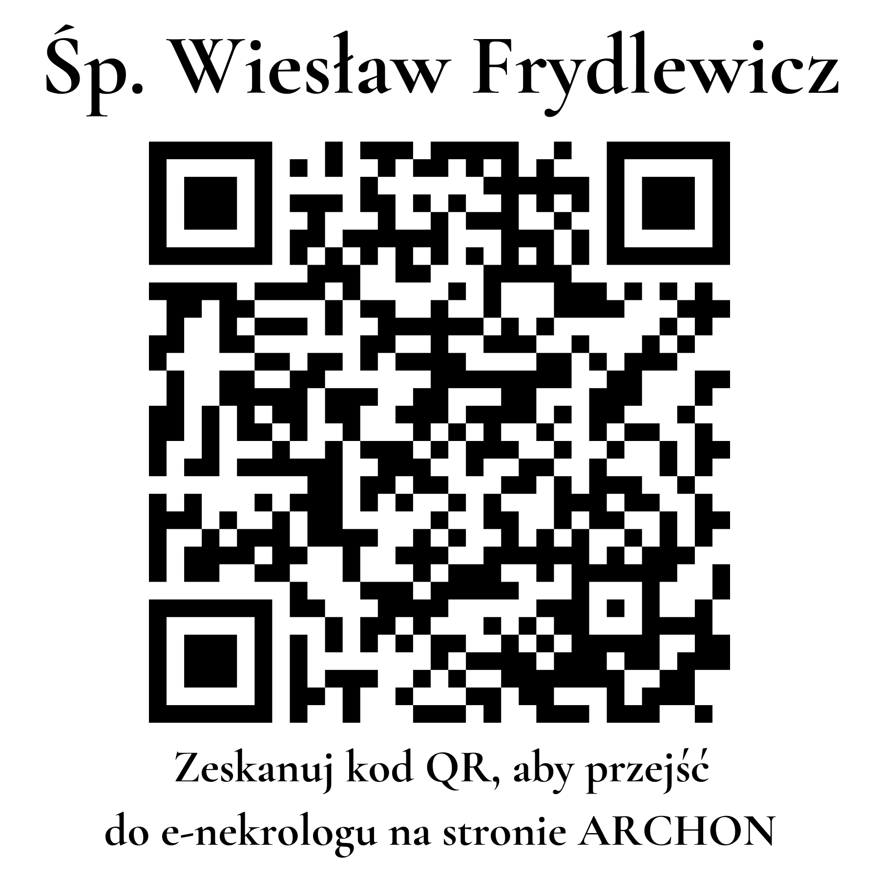 Kod QR do nekrologu Wiesław Frydlewicz Kod QR do nekrologu Wiesław Frydlewicz