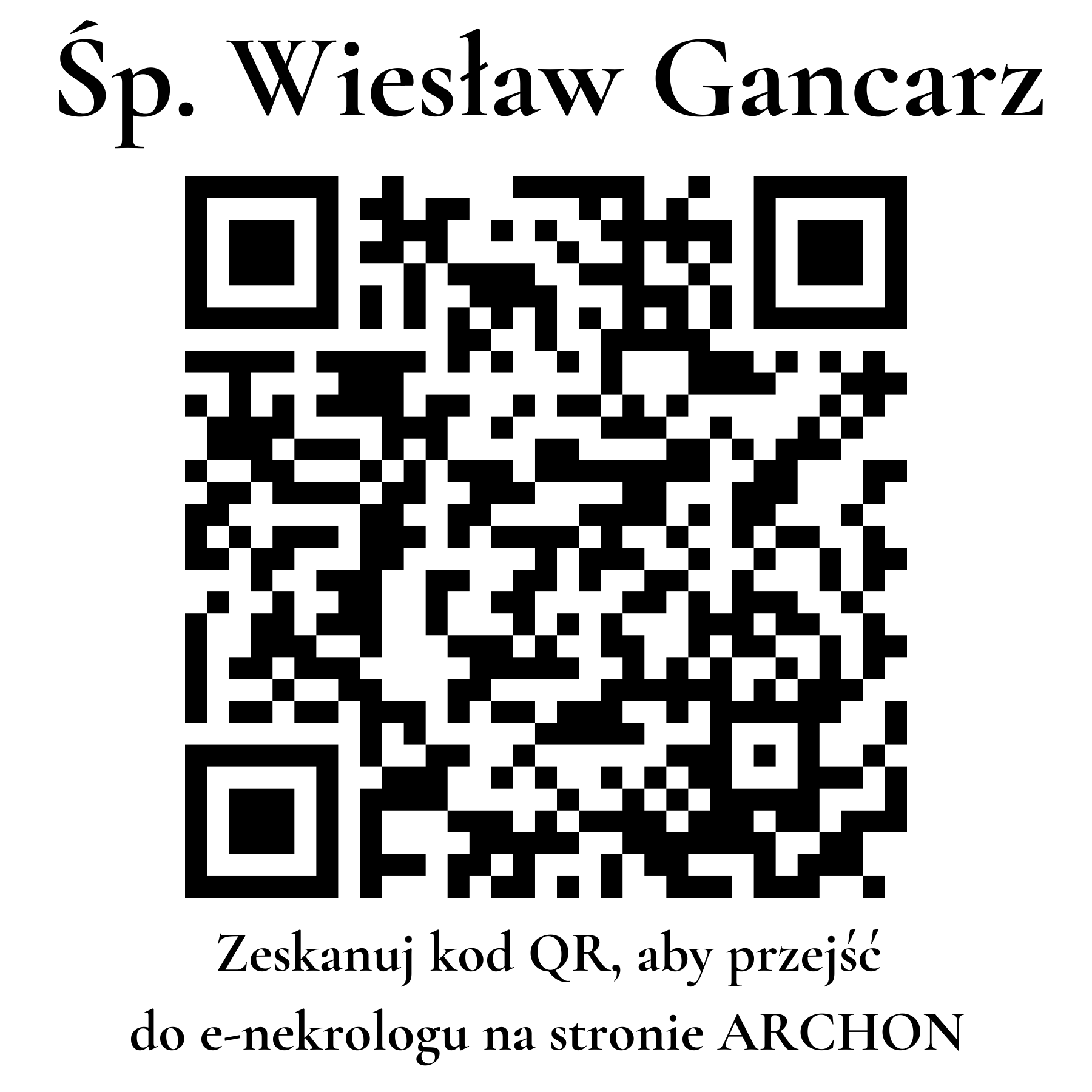 Kod QR do nekrologu Wiesław Gancarz