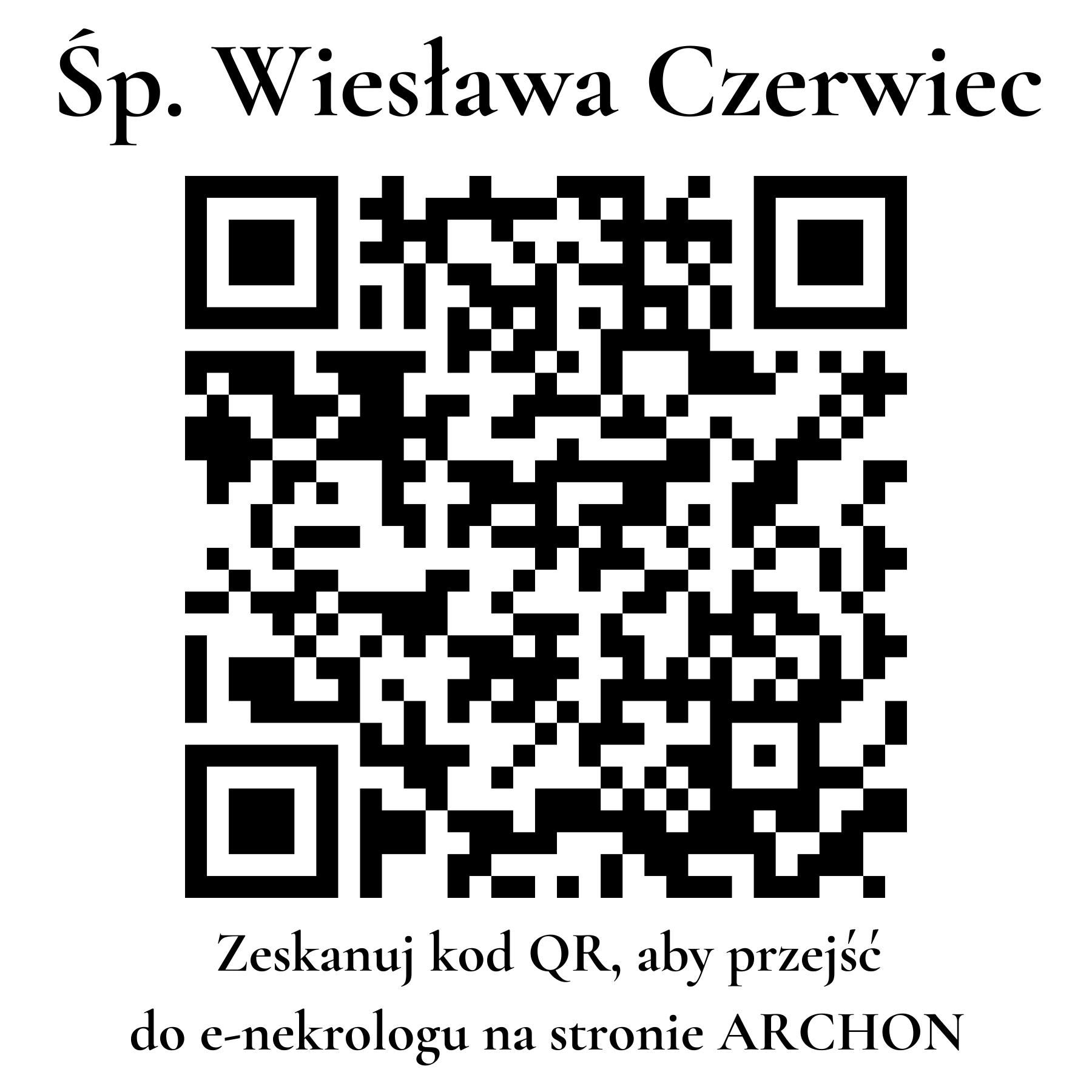 Kod QR do nekrologu Wiesława Czerwiec