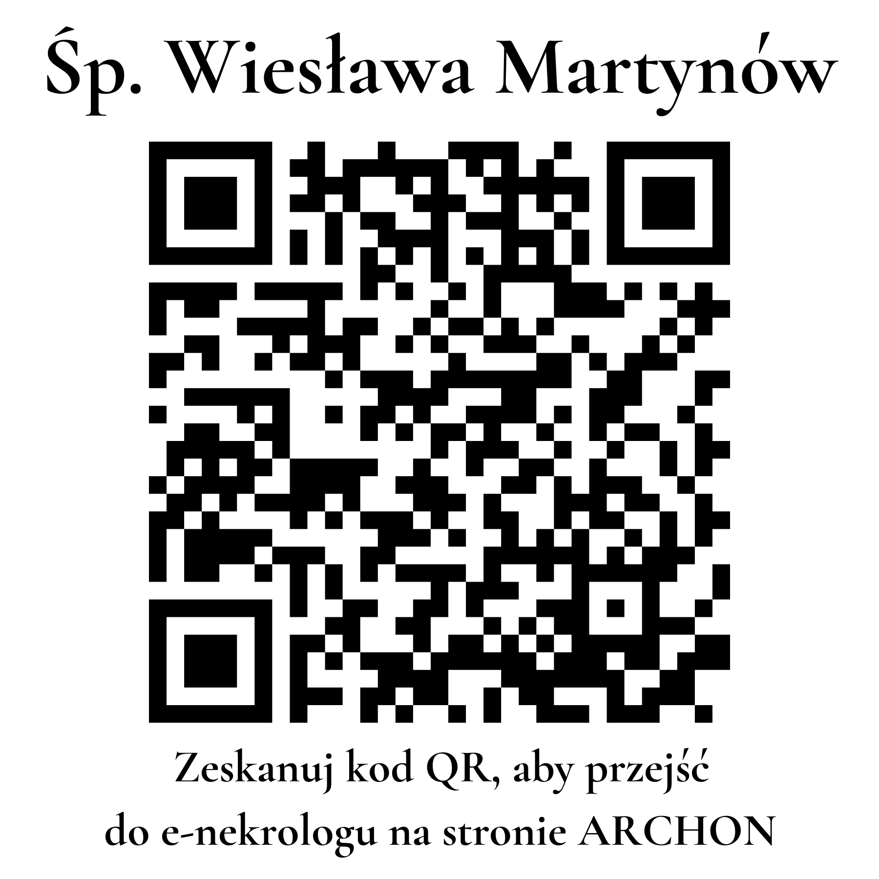 Kod QR do nekrologu Wiesława Martynów Kod QR do nekrologu Wiesława Martynów