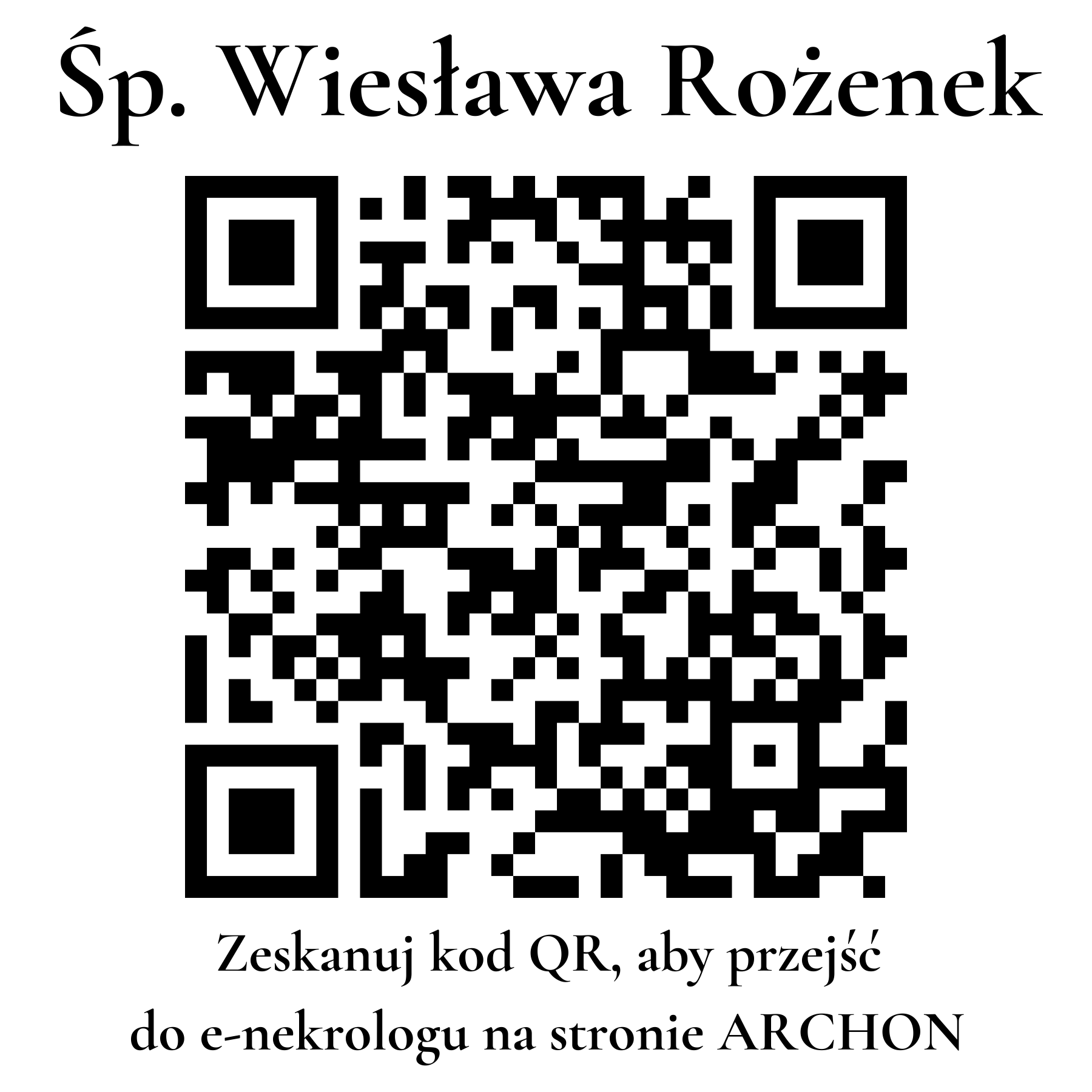 Kod QR do nekrologu Wiesława Rożenek