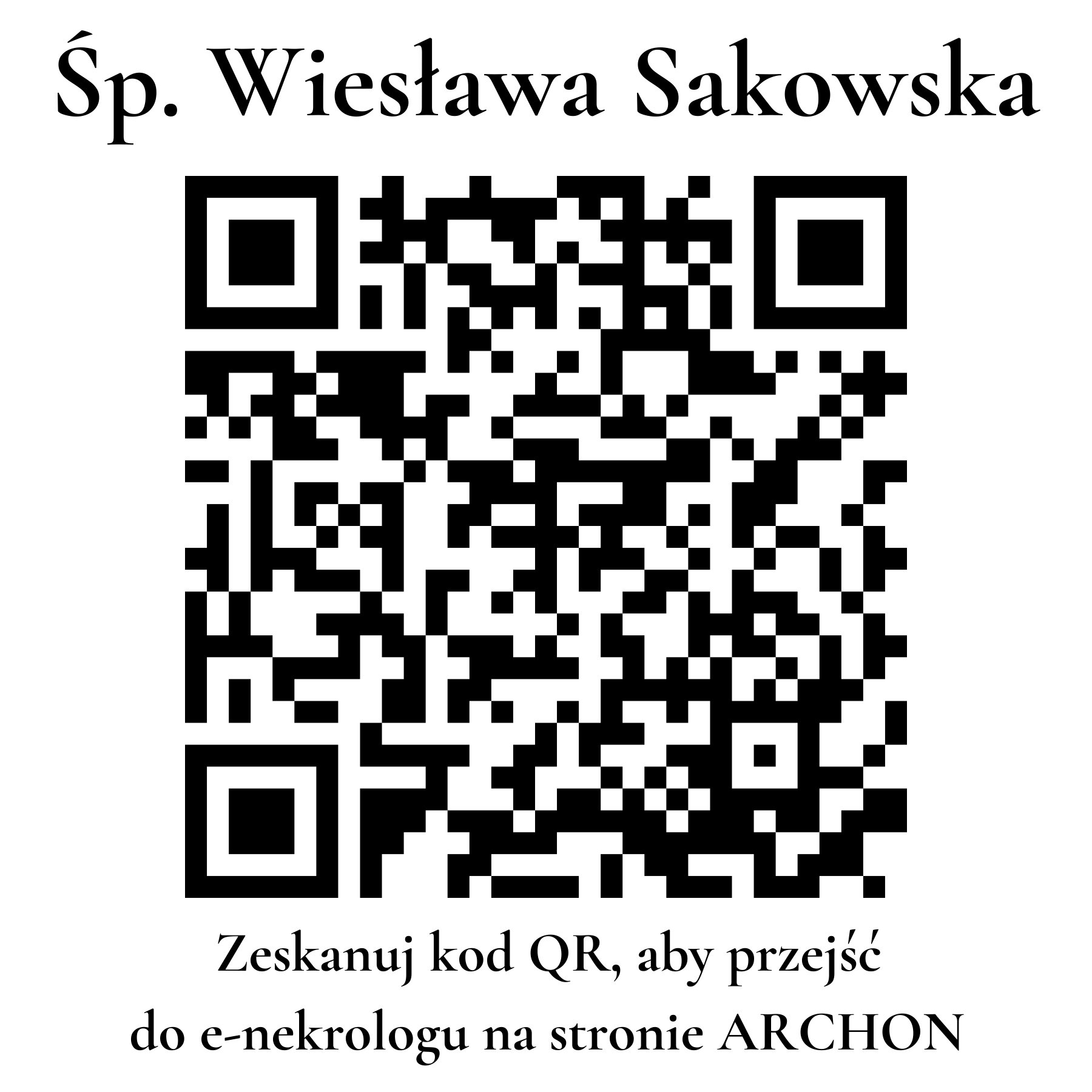 Kod QR do nekrologu Wiesława Sakowska