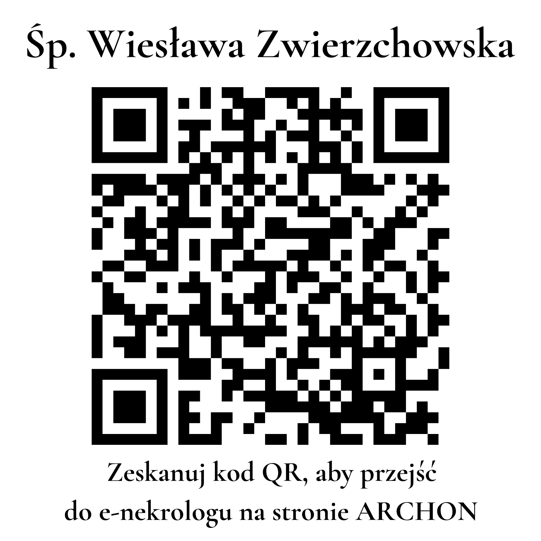 Kod QR do nekrologu Wiesława Zwierzchowska