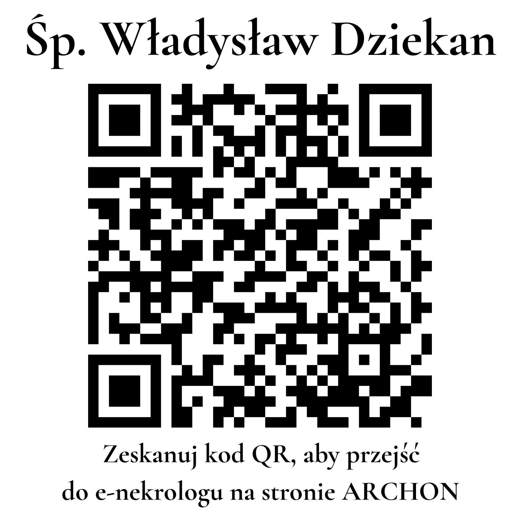 Kod QR do nekrologu Władysław Dziekan Kod QR do nekrologu Władysław Dziekan