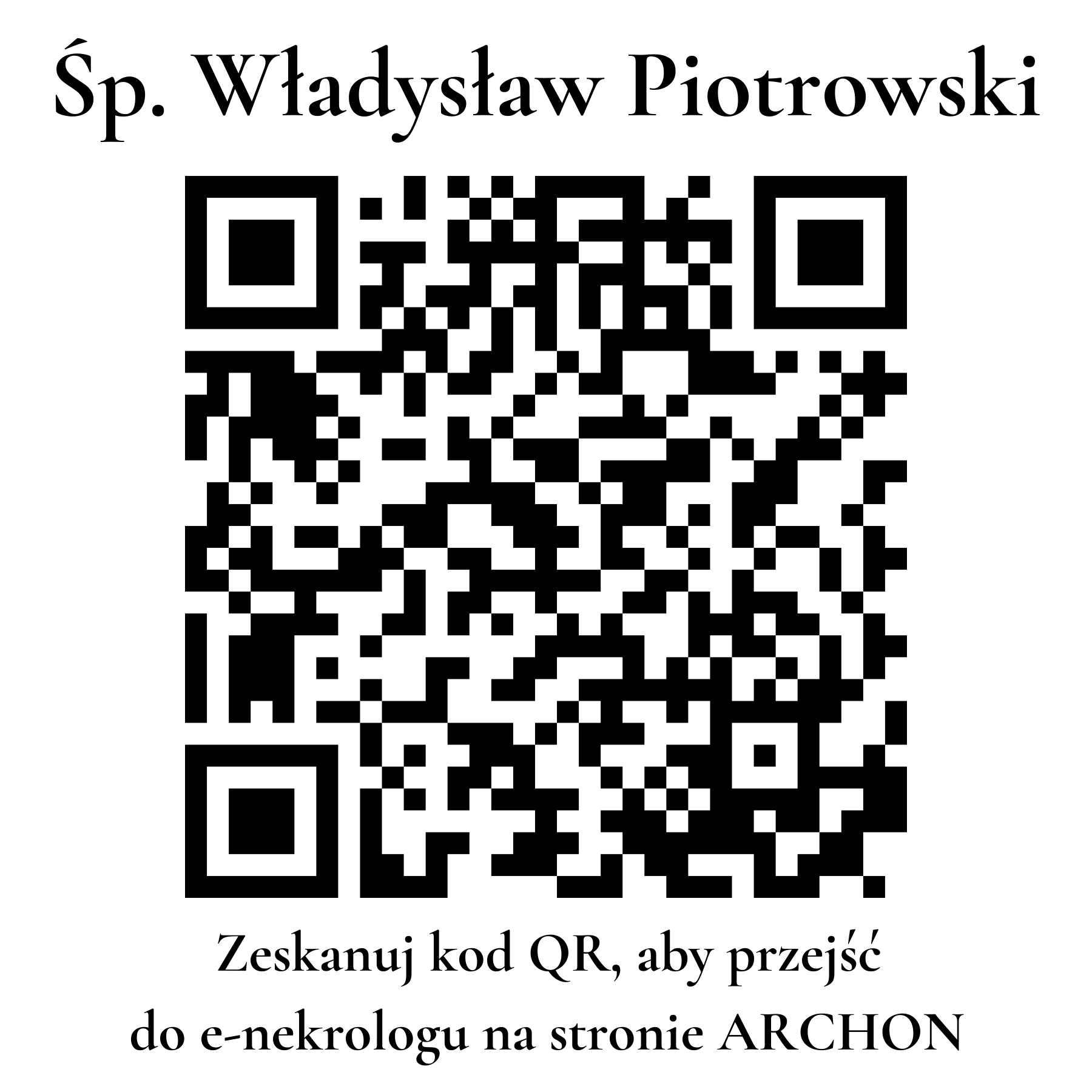 Kod QR do nekrologu Władysław Piotrowski Kod QR do nekrologu Władysław Piotrowski