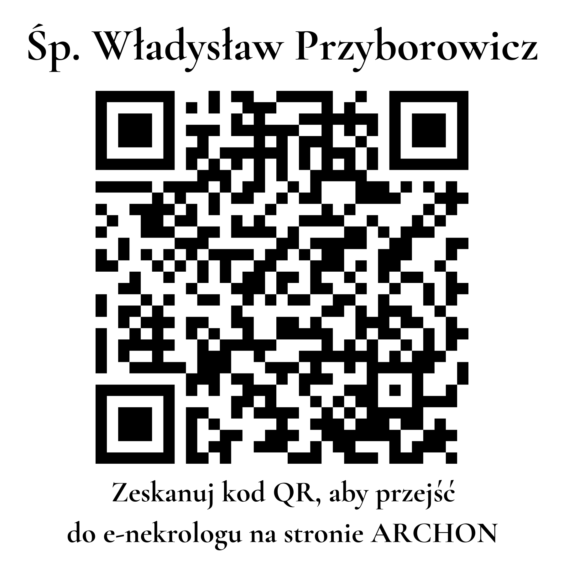 Kod QR do nekrologu Władysław Przyborowicz Kod QR do nekrologu Władysław Przyborowicz