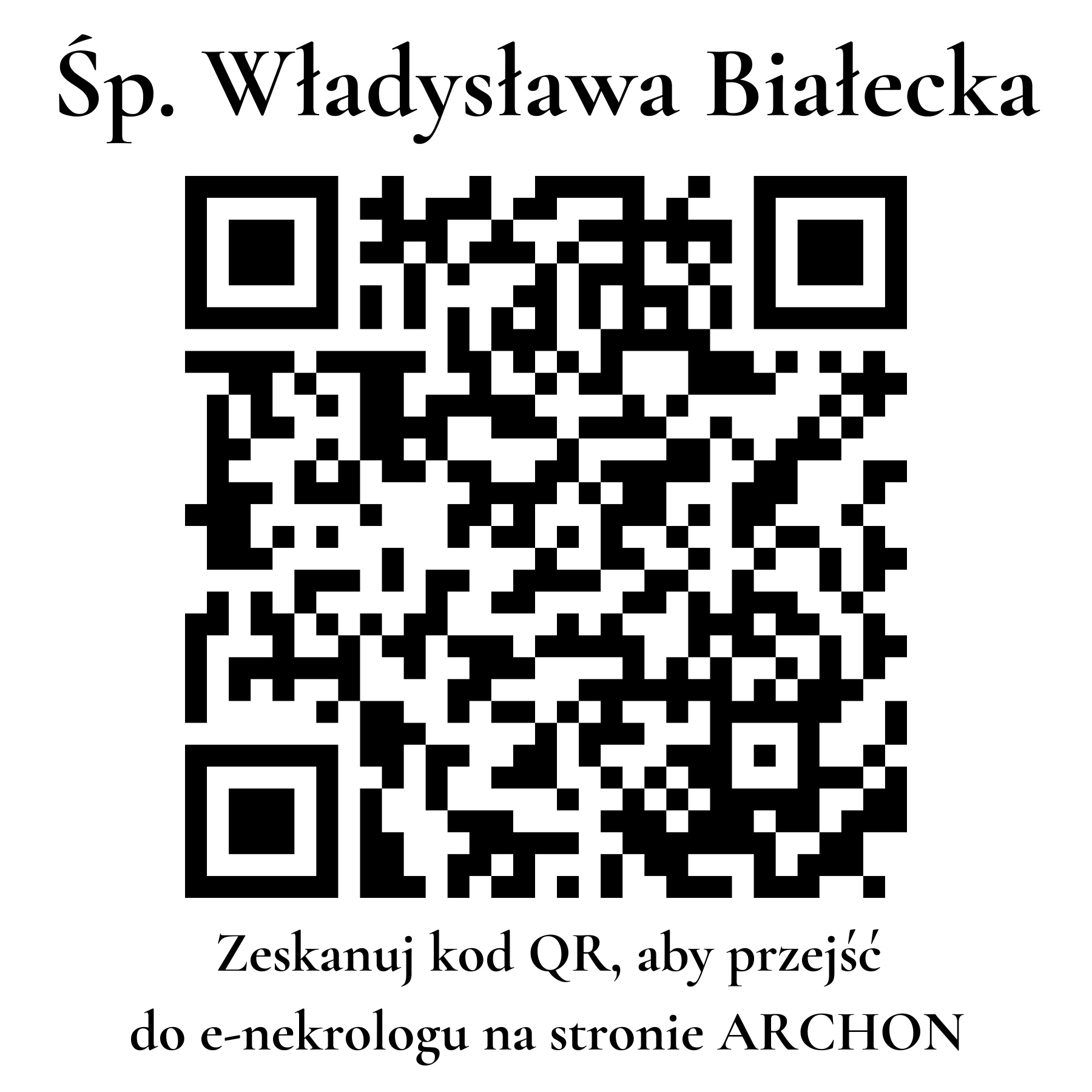 Kod QR do nekrologu Władysława Białecka Kod QR do nekrologu Władysława Białecka