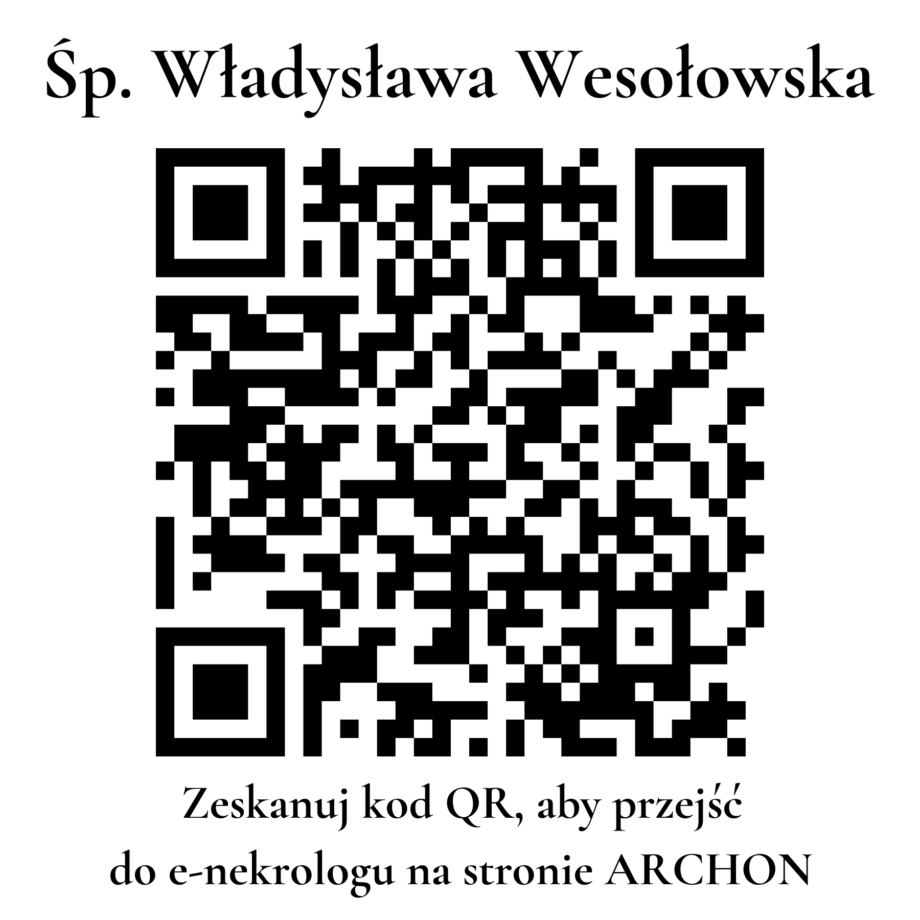 Kod QR do nekrologu Władysława Wesołowska
