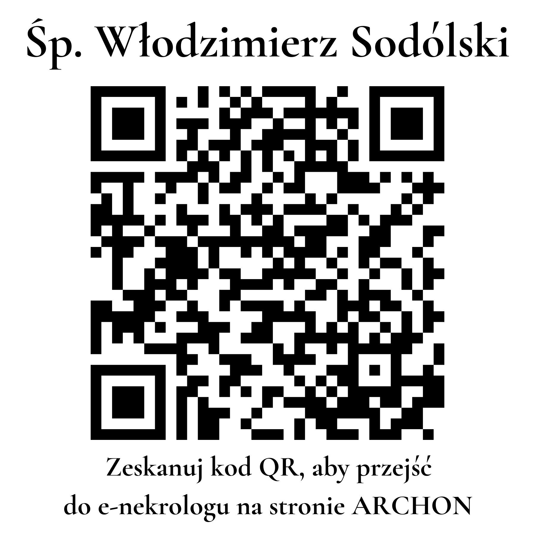 Kod QR do nekrologu Włodzimierz Sodólski Kod QR do nekrologu Włodzimierz Sodólski
