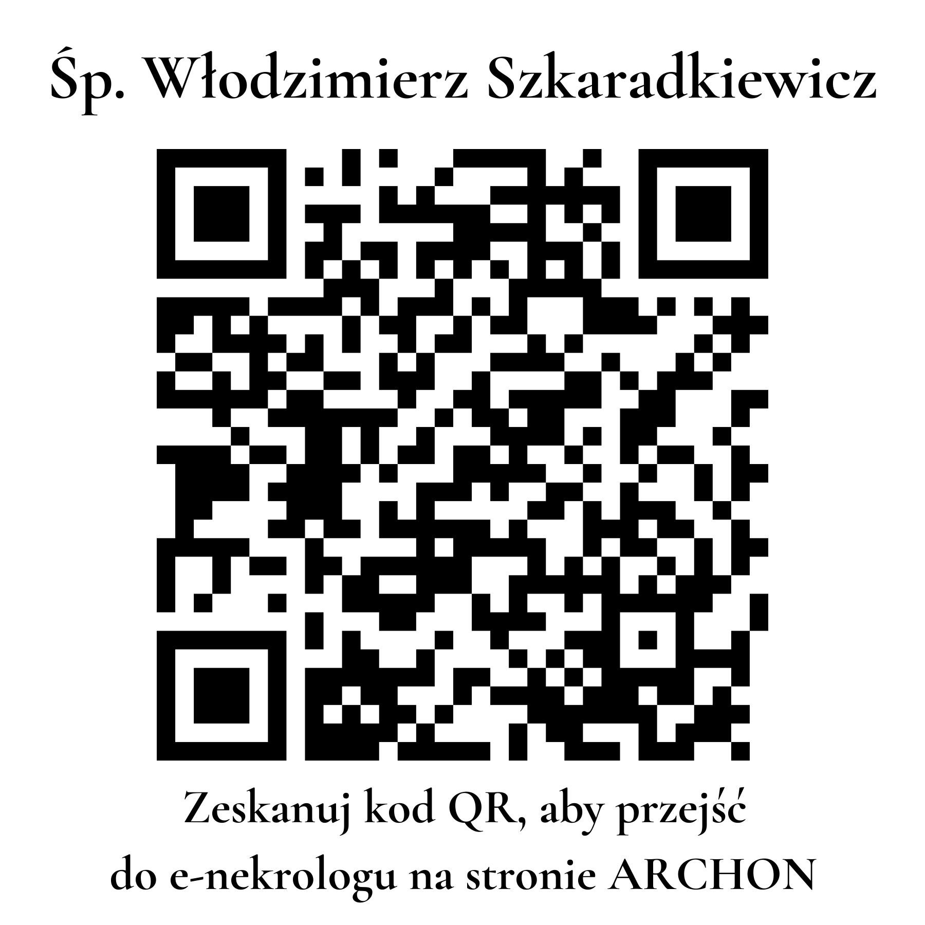 Kod QR do nekrologu Włodzimierz Szkaradkiewicz Kod QR do nekrologu Włodzimierz Szkaradkiewicz