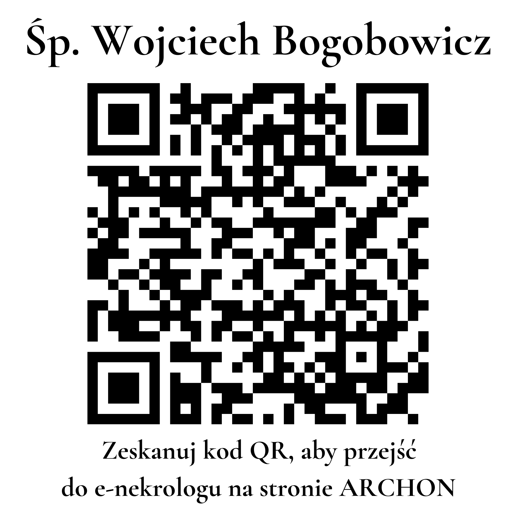 Kod QR do nekrologu Wojciech Bogobowicz Kod QR do nekrologu Wojciech Bogobowicz