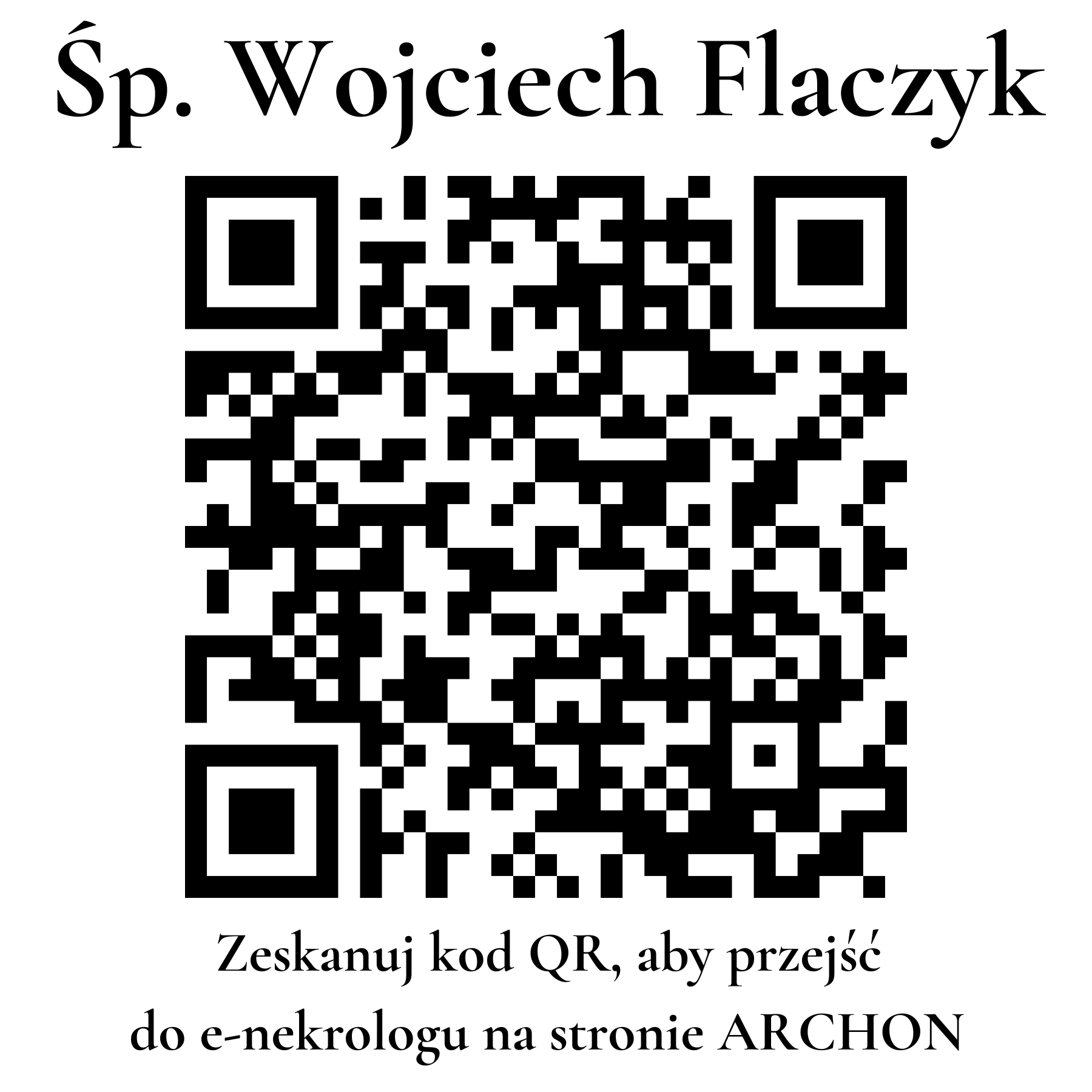 Kod QR do nekrologu Wojciech Flaczyk Kod QR do nekrologu Wojciech Flaczyk