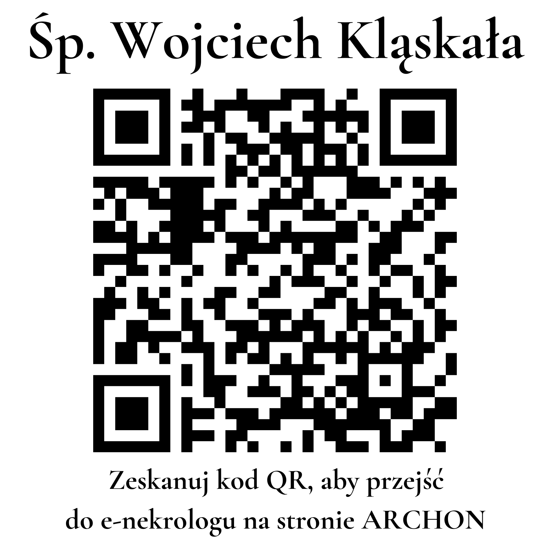 Kod QR do nekrologu Wojciech Kląskała