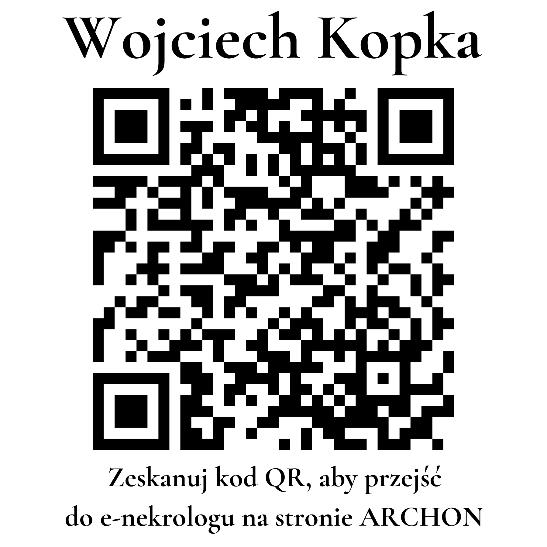 Kod QR do nekrologu Wojciech Kopka