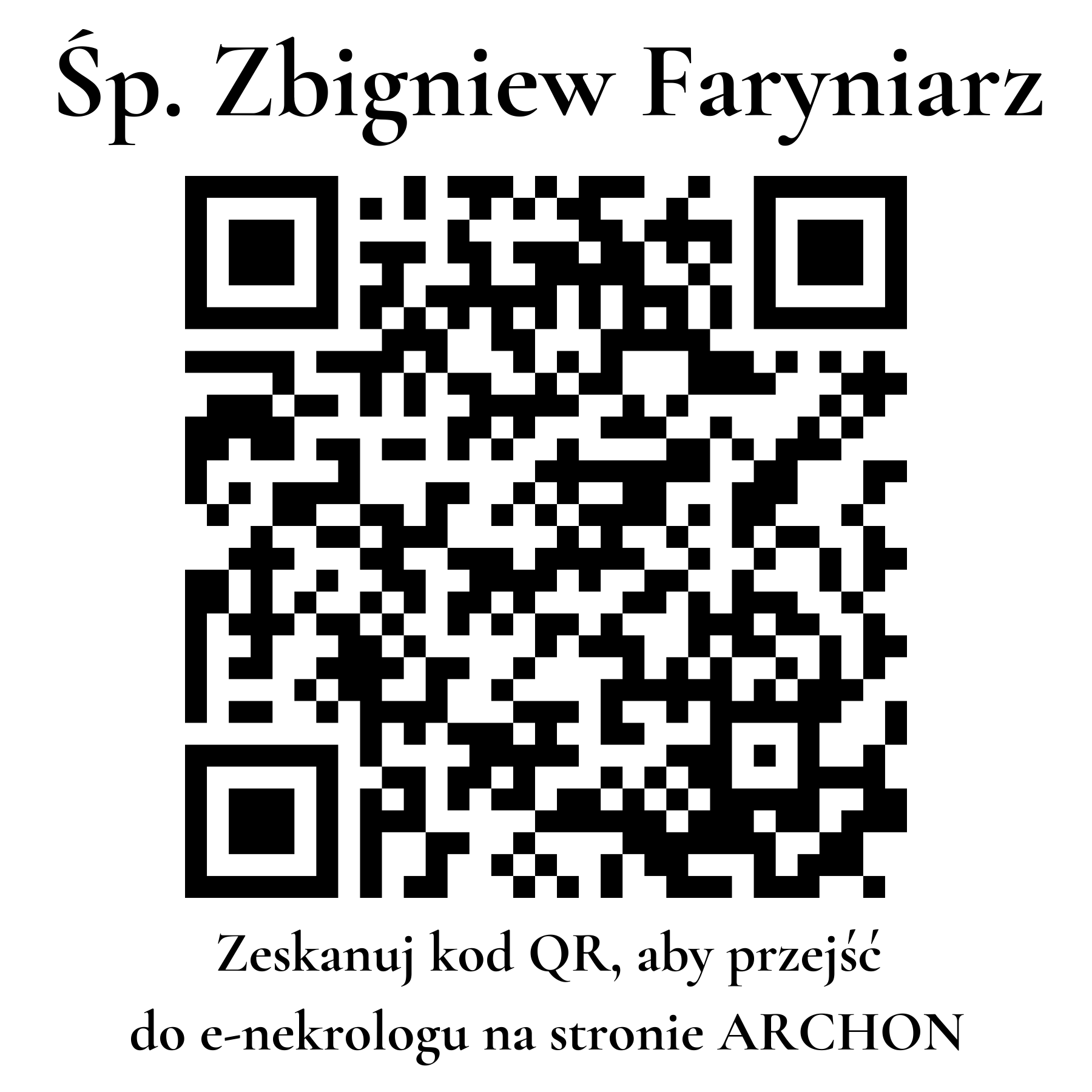Kod QR do nekrologu Zbigniew Faryniarz Kod QR do nekrologu Zbigniew Faryniarz