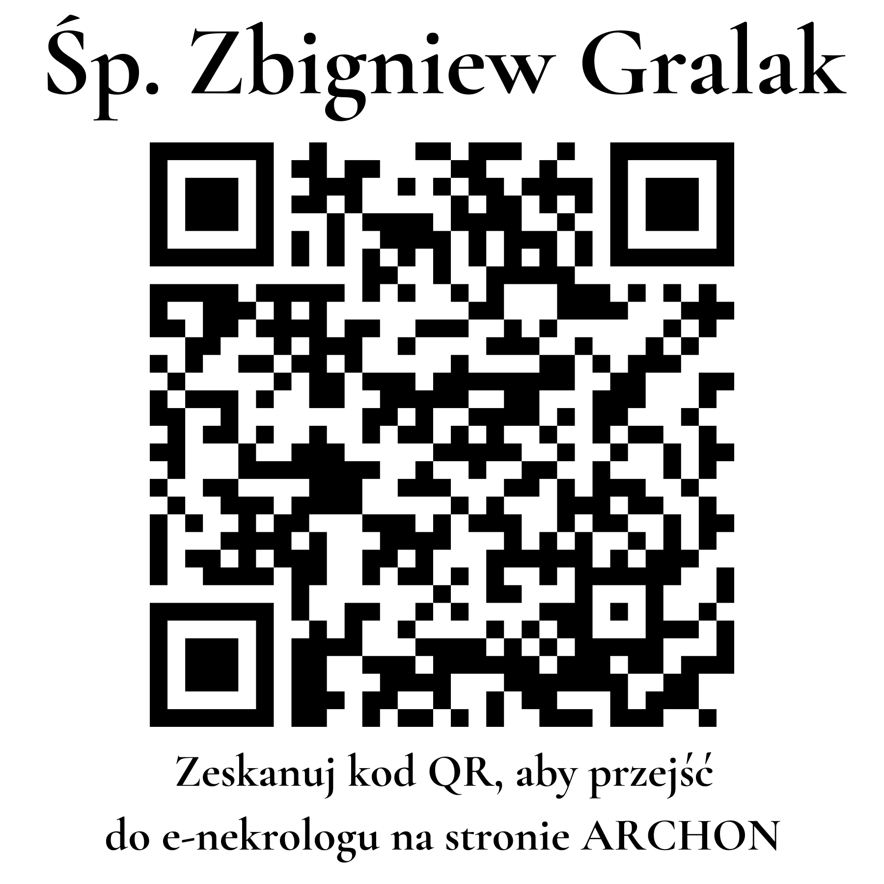 Kod QR do nekrologu Zbigniew Gralak Kod QR do nekrologu Zbigniew Gralak