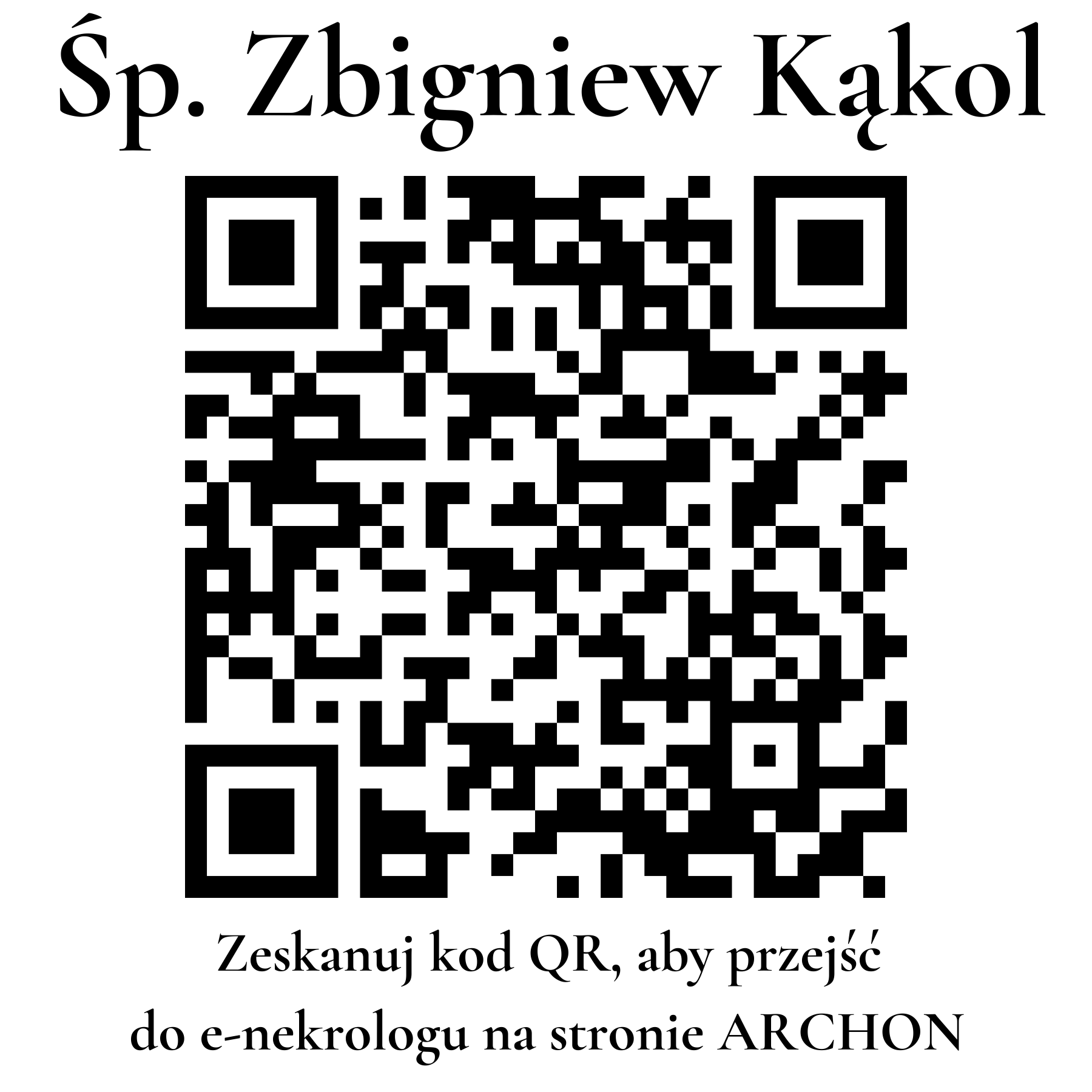 Kod QR do nekrologu Zbigniew Kąkol Kod QR do nekrologu Zbigniew Kąkol